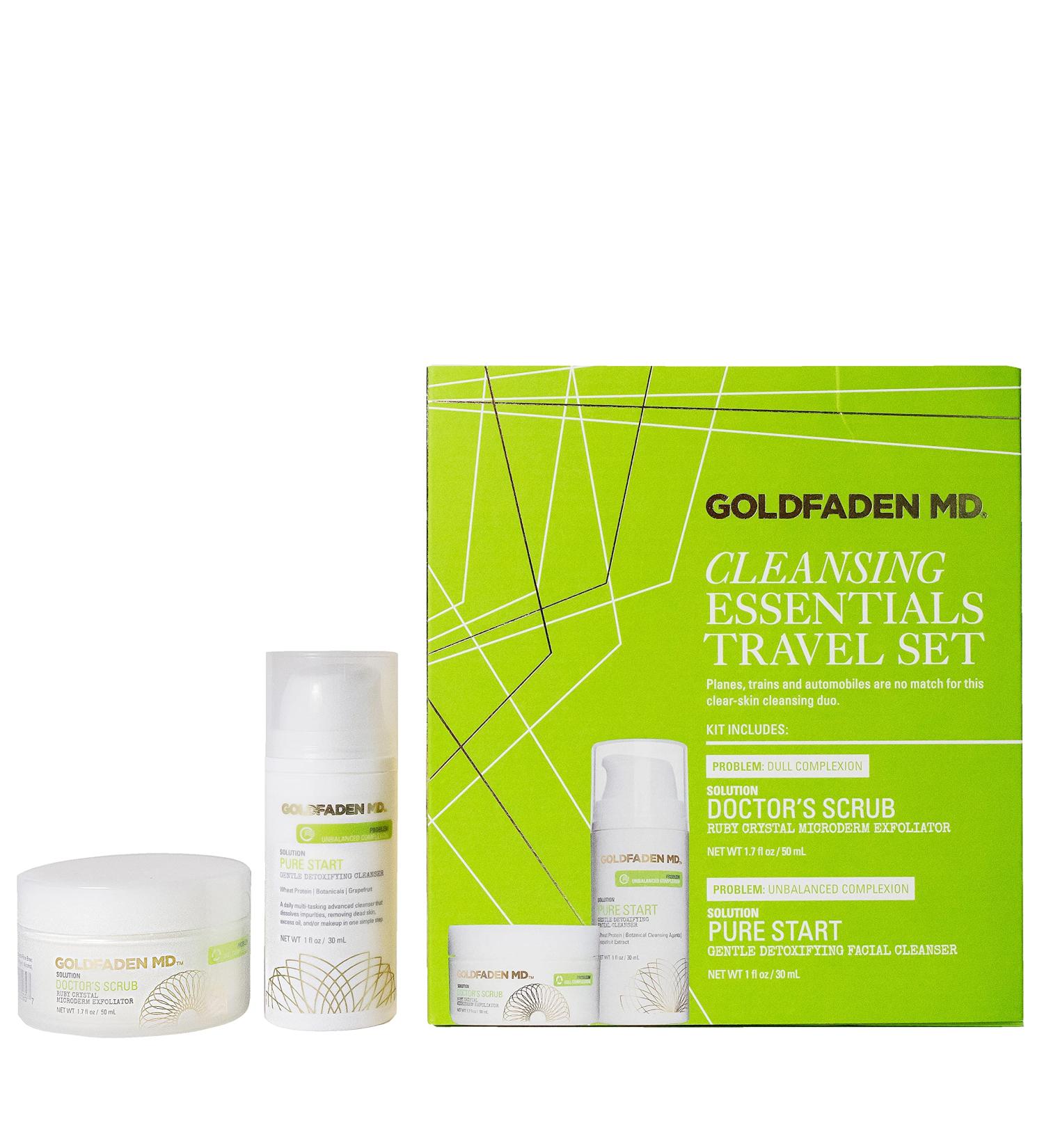 Goldfaden MD Cleansing Essentials Travel Set | Microderm Exfoliator & Detoxifying Facial Cleanser for Radiant Skin - Buy Online on GoSupps.com