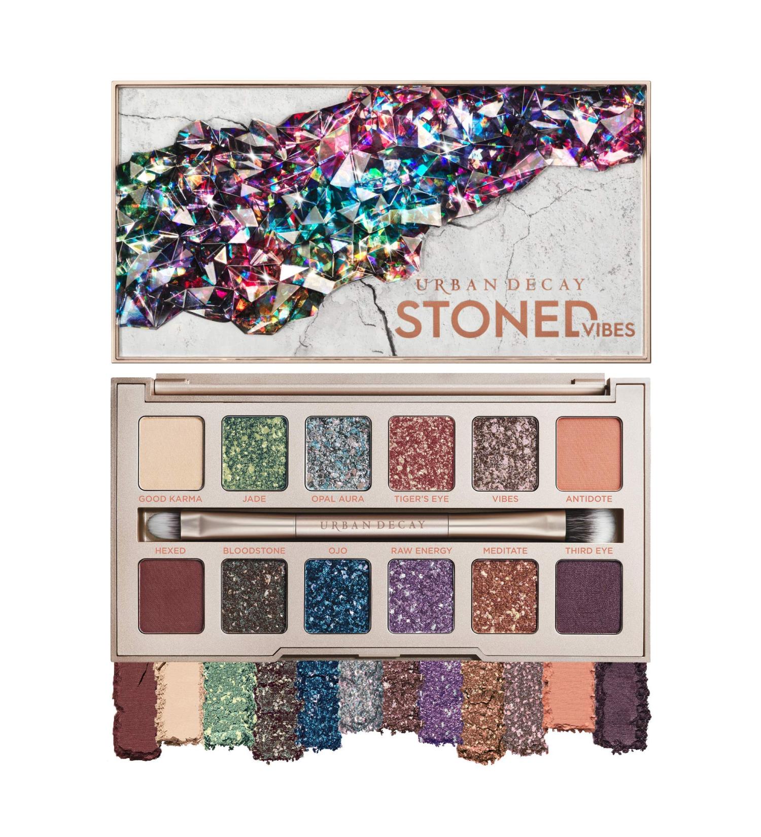 Urban Decay Stoned Vibes Eyeshadow Palette - 12 Shimmer + Matte Shades - Vegan Formula with Tourmaline Crystal - Gift Set with Mirror & Brush - Buy Online on GoSupps.com