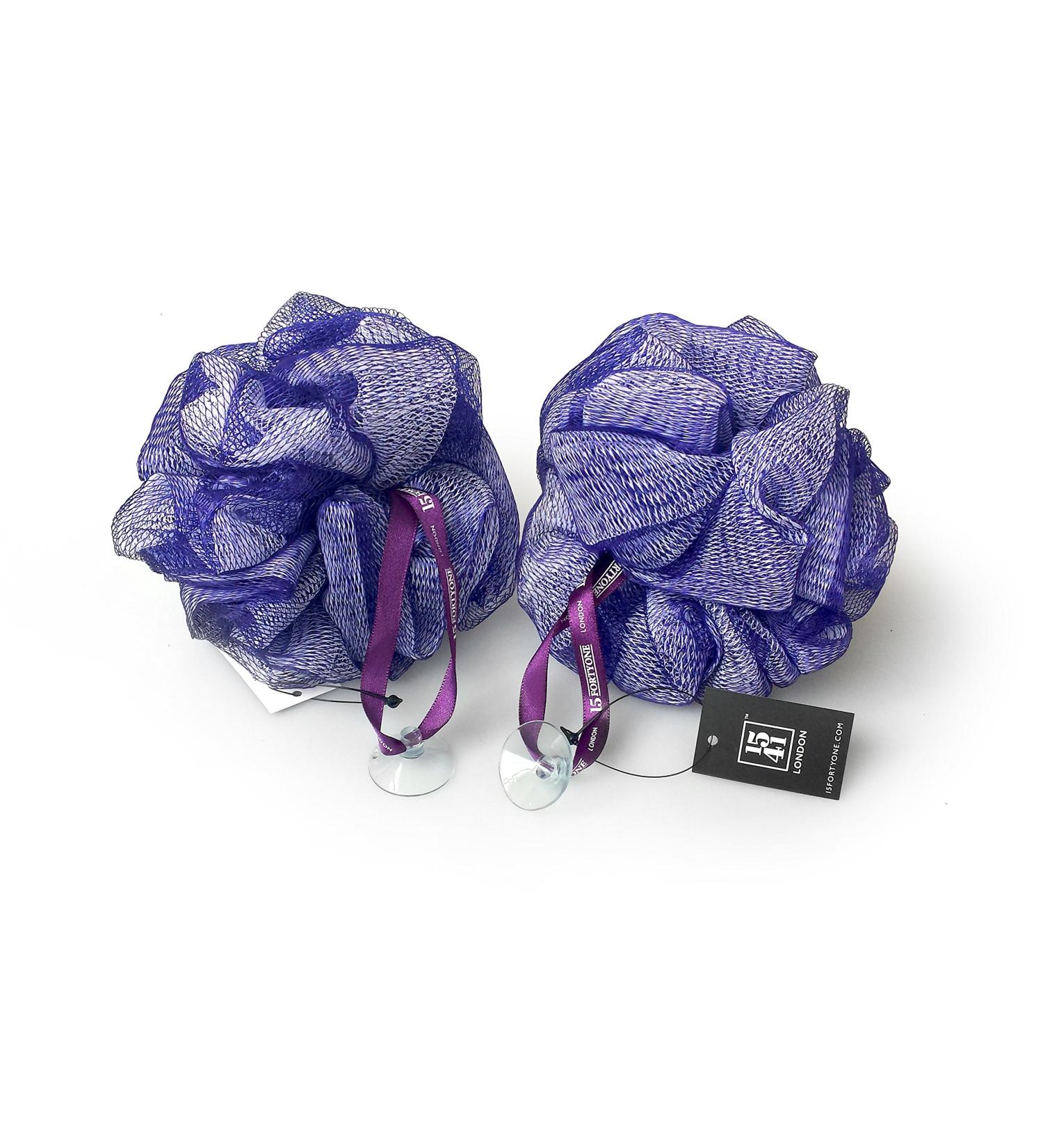 1541 London Exfoliating Bath & Shower Body Puff/Scrunchie/Buffer TWIN PACK (Aubergine) - Buy Online on GoSupps.com