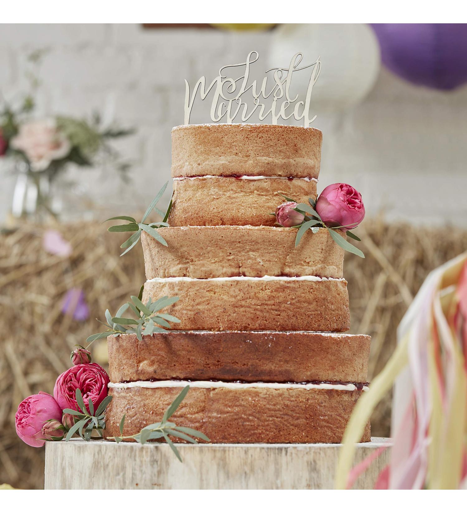 Ginger Ray Just Married Wedding Wooden Cake Topper Boho - Buy Online on GoSupps.com