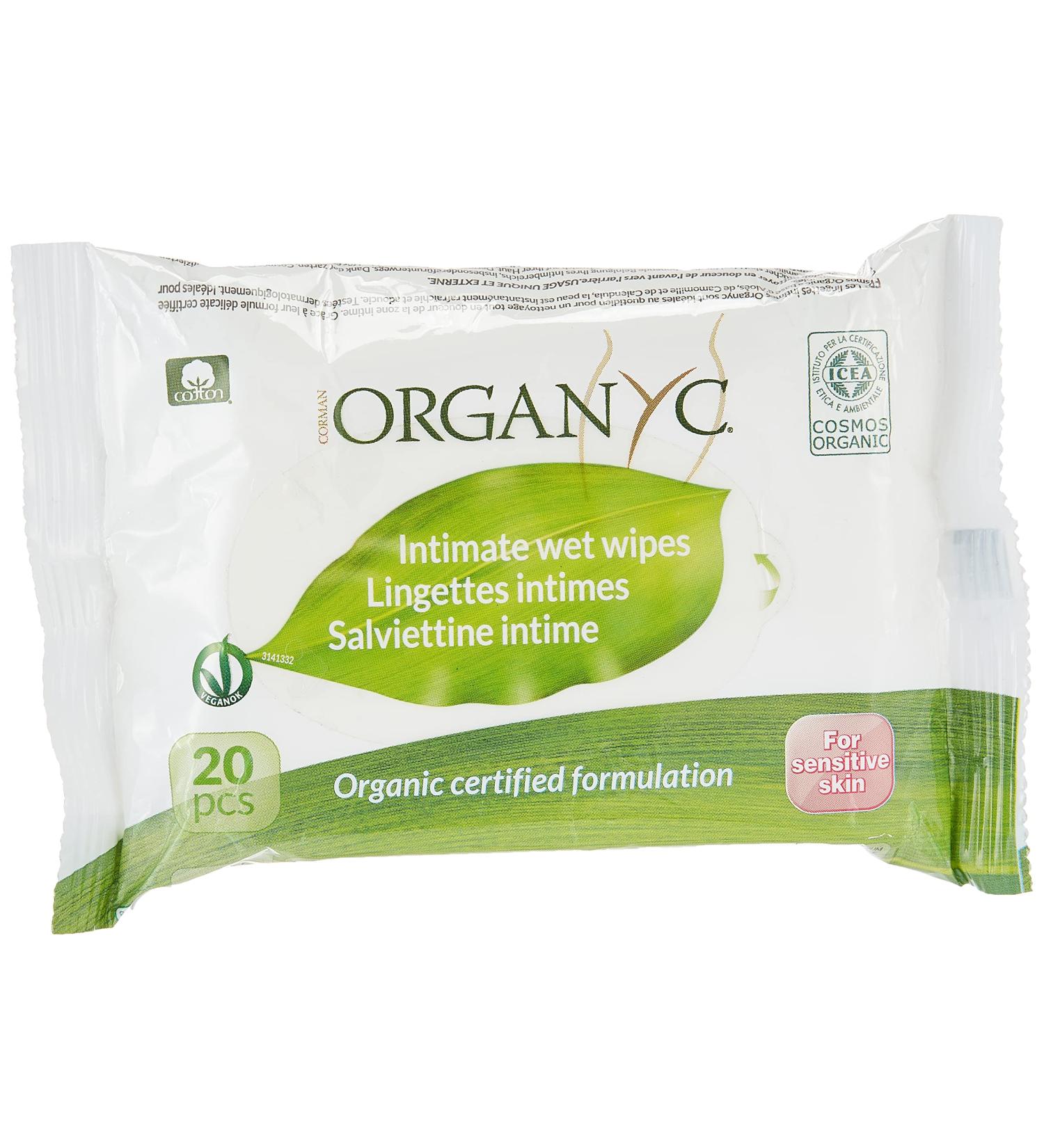 Organyc Intimate Cotton Wipes - 20 Eco-Friendly, Hypoallergenic Wipes - Buy Online on GoSupps.com