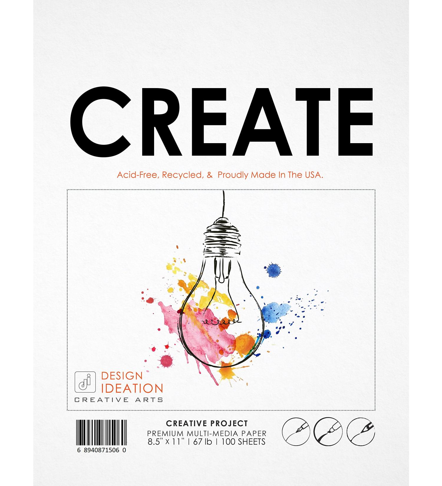 Design Ideation Brand Multi-Media Paper : Premium Creative Project Paper for Pencil Ink Marker and Watercolor Paints. Great for Art Design and Education. Loose Sheet Pack. (8.5 x 11). (100) - Buy Online on GoSupps.com