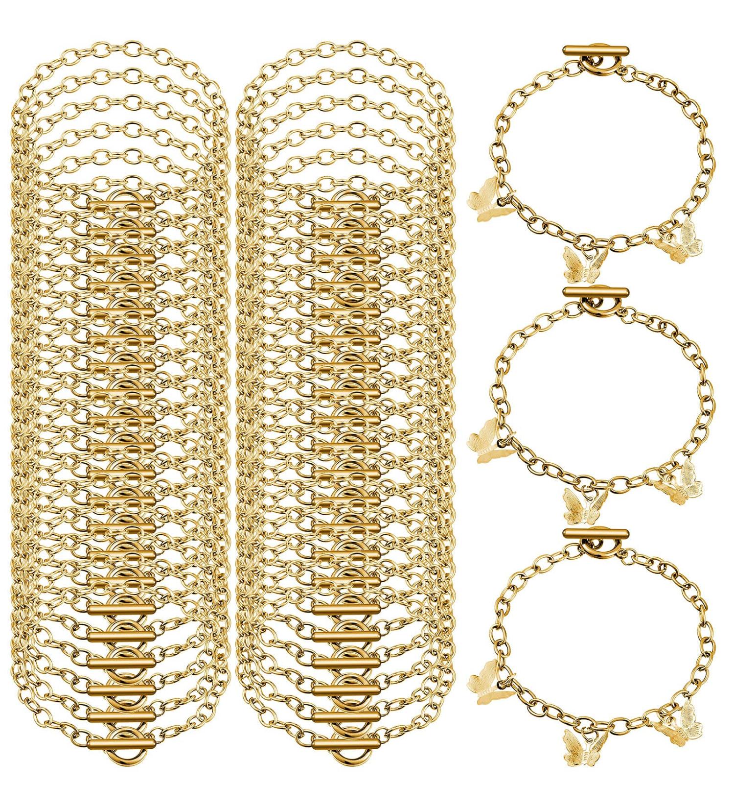 45-Piece Stainless Steel Bracelet Chains with OT Toggle Clasp - DIY Jewelry Making Supplies for Women (Gold) - Buy Online on GoSupps.com