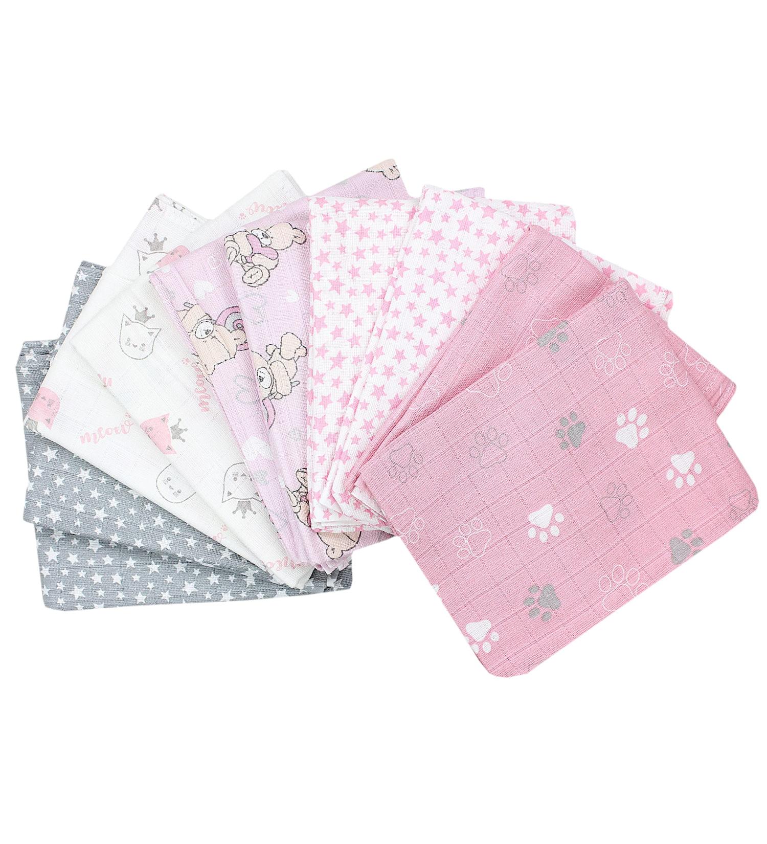 TupTam Baby Muslin Diapers Burp Cloths - 70x80cm 10-Pack for Girls | Soft & Absorbent Baby Essentials - Buy Online on GoSupps.com