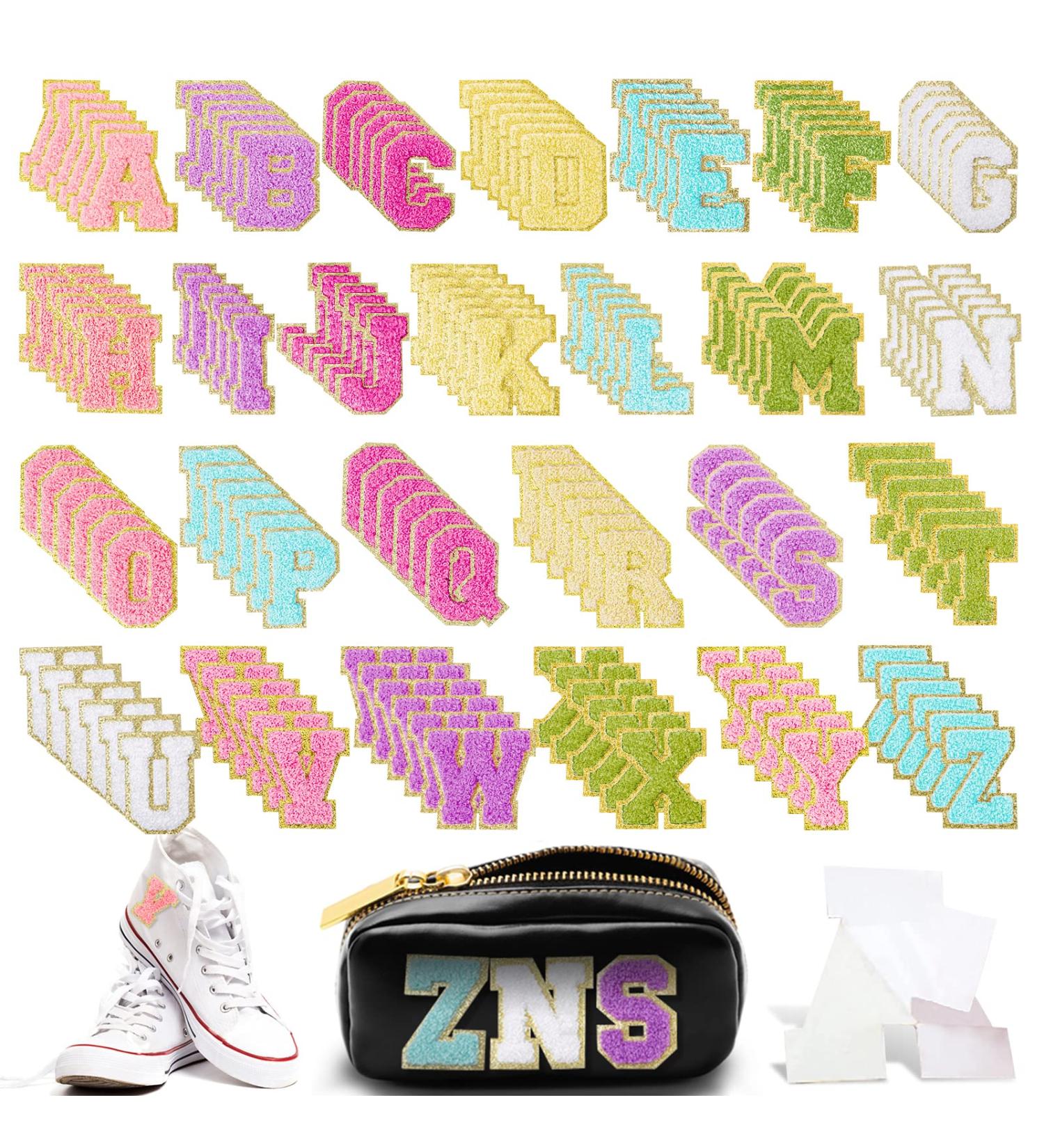 156-Piece Self Adhesive Chenille Letter Patches Set - A-Z Varsity Letters for DIY Phone Bags, Backpacks, Hats - Unicorn Design - Buy Online on GoSupps.com