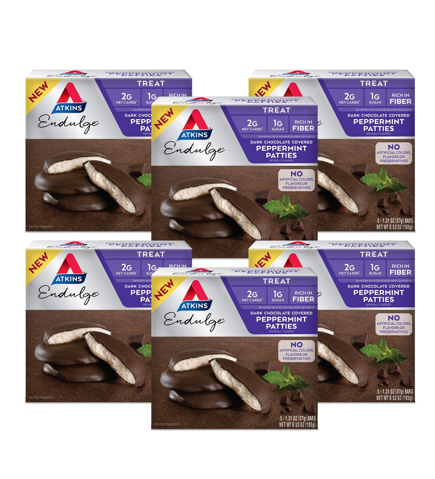 Atkins Endulge Dark Chocolate Peppermint Patties - Keto & Gluten Free - 6.53 oz (Pack of 6) - Buy Online on GoSupps.com
