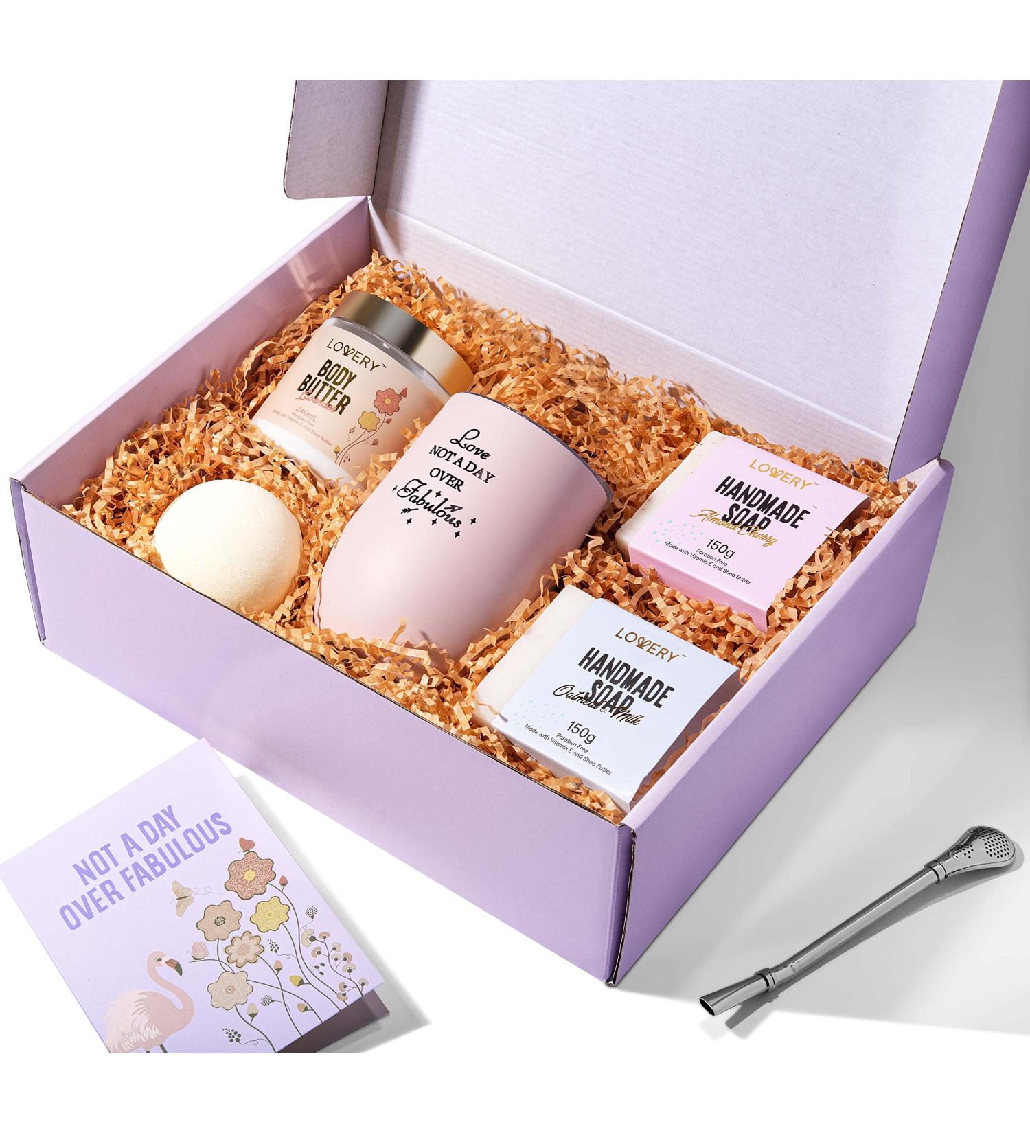 Relaxing Spa Gift Set for Women | Self Care Kit with Handmade Soap Bath Bomb & Wine Tumbler | Unique Birthday Gifts for Mom Friends & Her - Buy Online on GoSupps.com