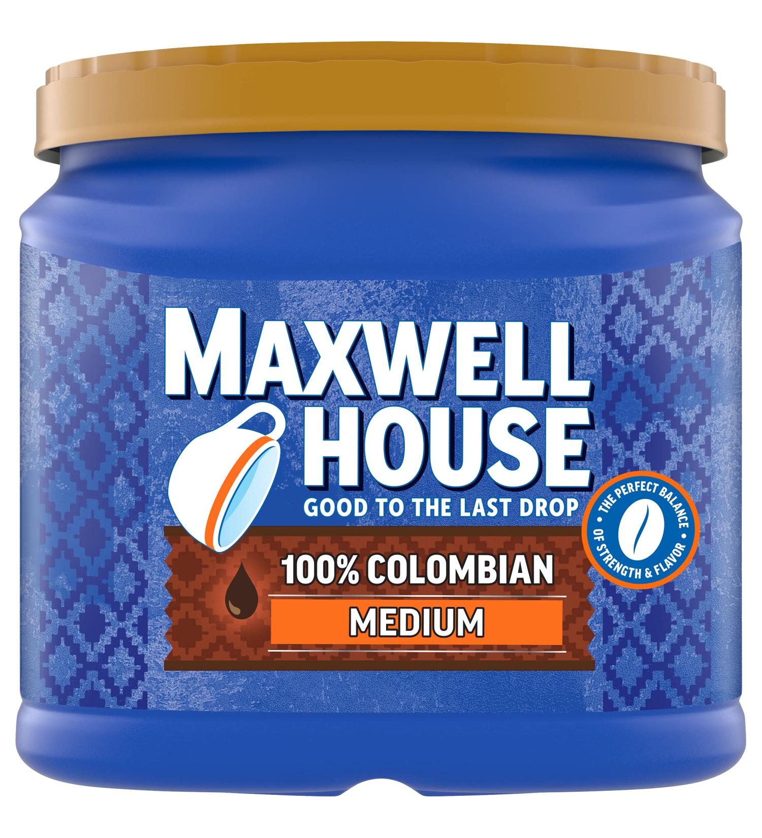 Maxwell House 100% Colombian Medium Roast Ground Coffee 24.5oz - Buy Now! - Buy Online on GoSupps.com