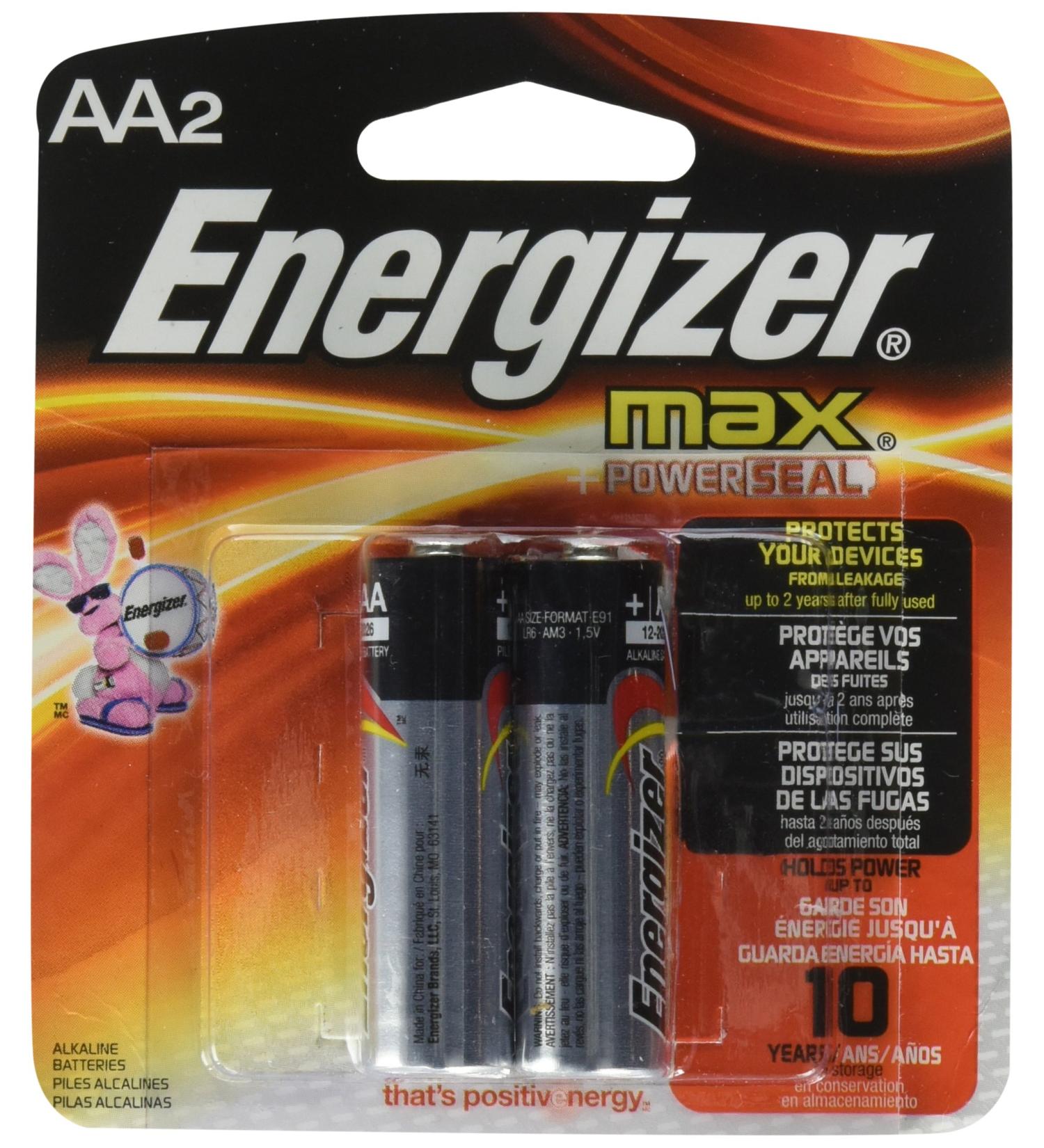Energizer Alkaline Battery Size Aa Blister Pack 2