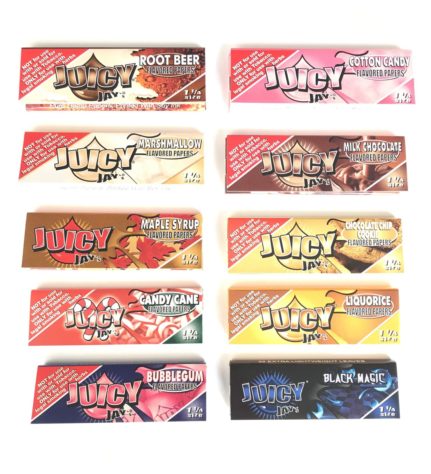 Juicy Jay's Flavored 1 1/4 Rolling Papers 10 Pack Bundle (Candy)