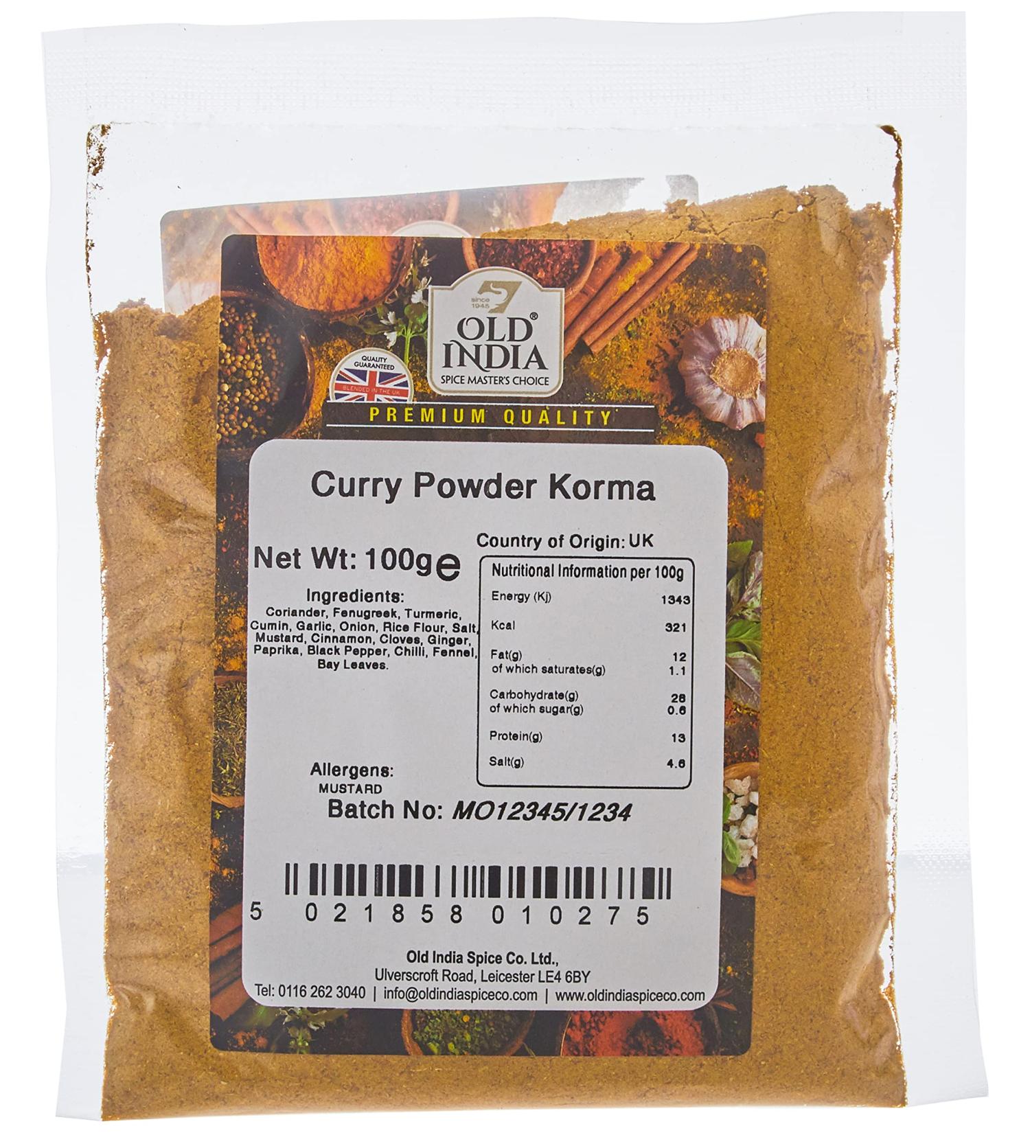 Old India Curry Powder Korma 100g - Authentic Indian Blend for Flavorful Korma Dishes - Buy Online on GoSupps.com