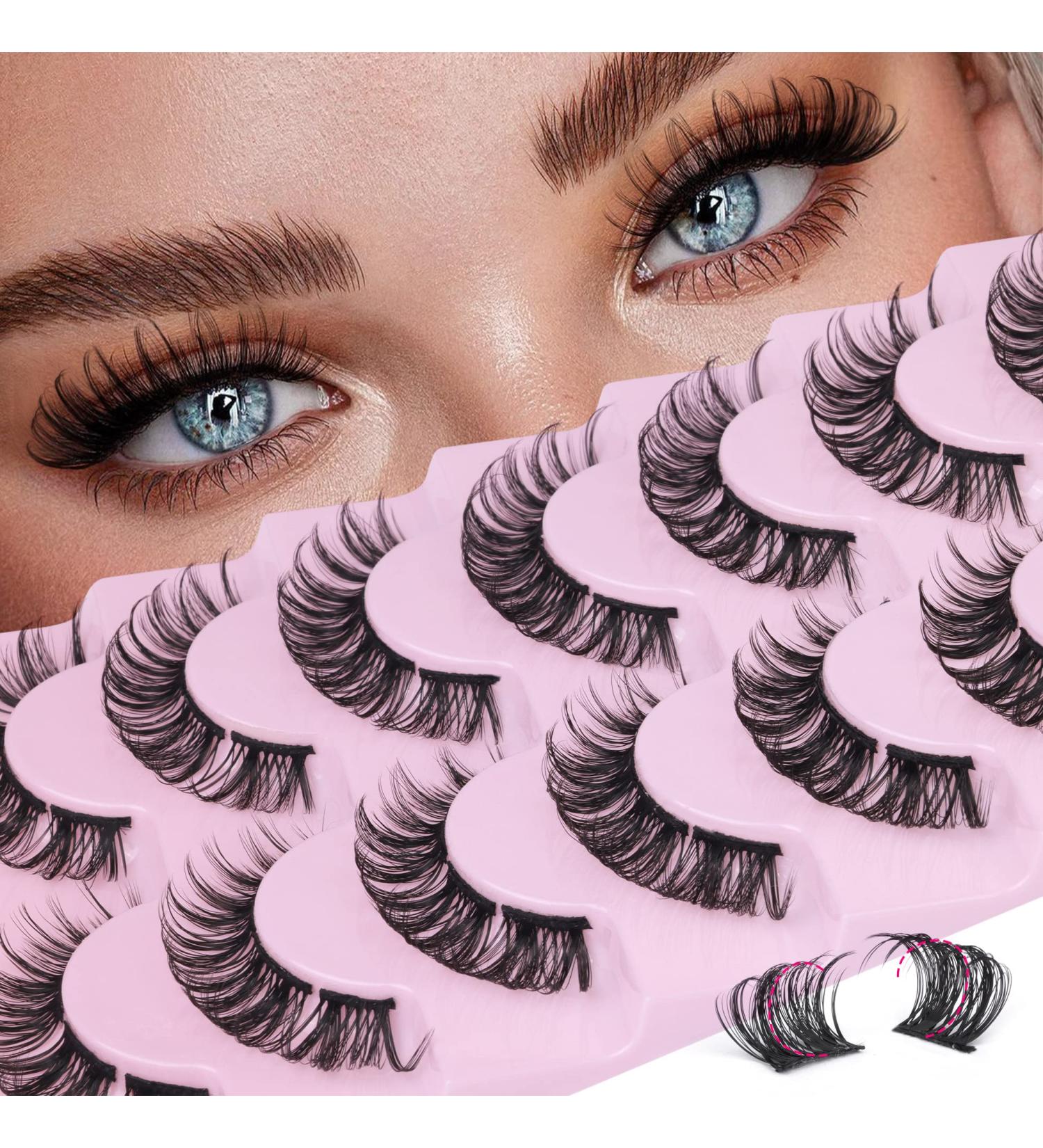 Natural Look Cluster False Lashes - Curly Fluffy Wispy Cat Eye Extensions - 8 Pairs - Buy Online on GoSupps.com