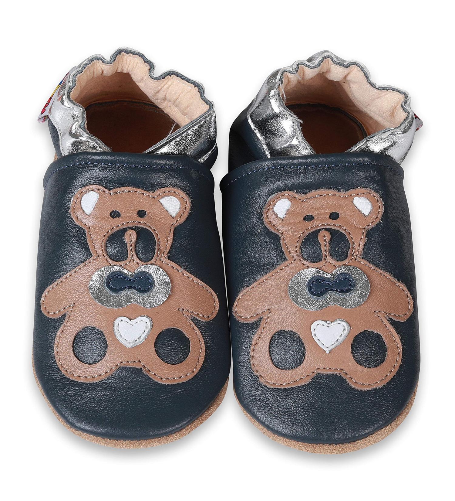 SHADOW DANCE UK Baby Shoes | Soft Sole Toddler Shoes for Boys & Girls | Leather Winter Booties with Bow Tie Teddy Bear | Newborn Kids 0-6 Months - Buy Online on GoSupps.com
