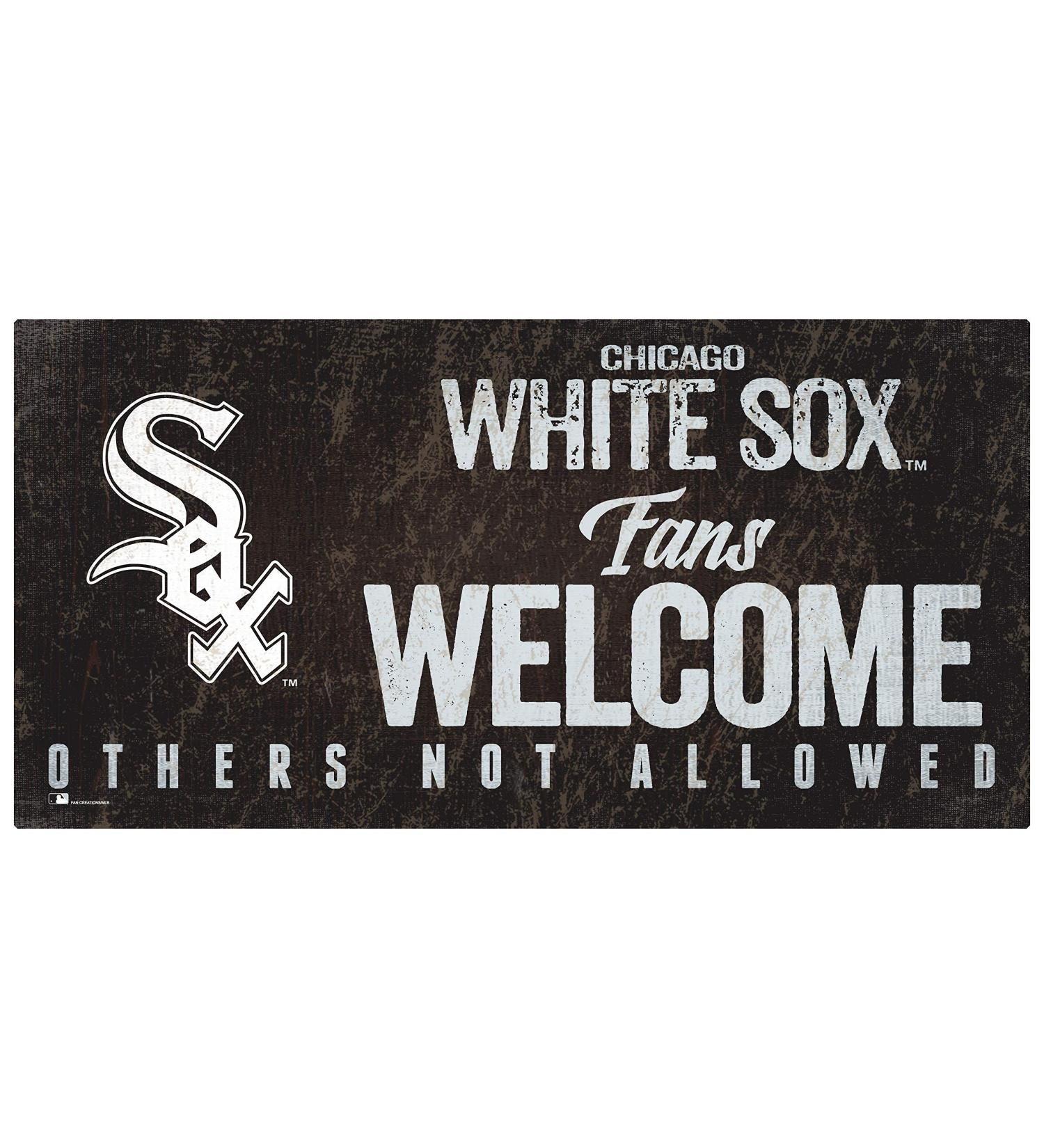 MLB Chicago White Sox Unisex Chicago White Sox Fans Welcome Sign, Team Color, 6 x 12