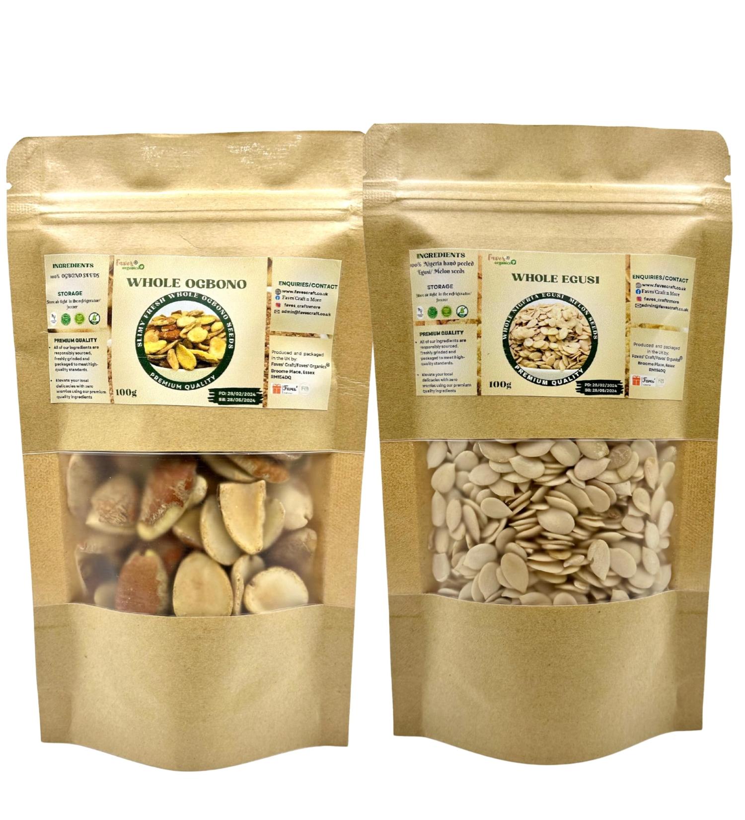 Whole Egusi Hand Peeled Nigeria Egusi Melon Seed Premium Quality (Egusi and Ogbono(100g)) - Buy Online on GoSupps.com