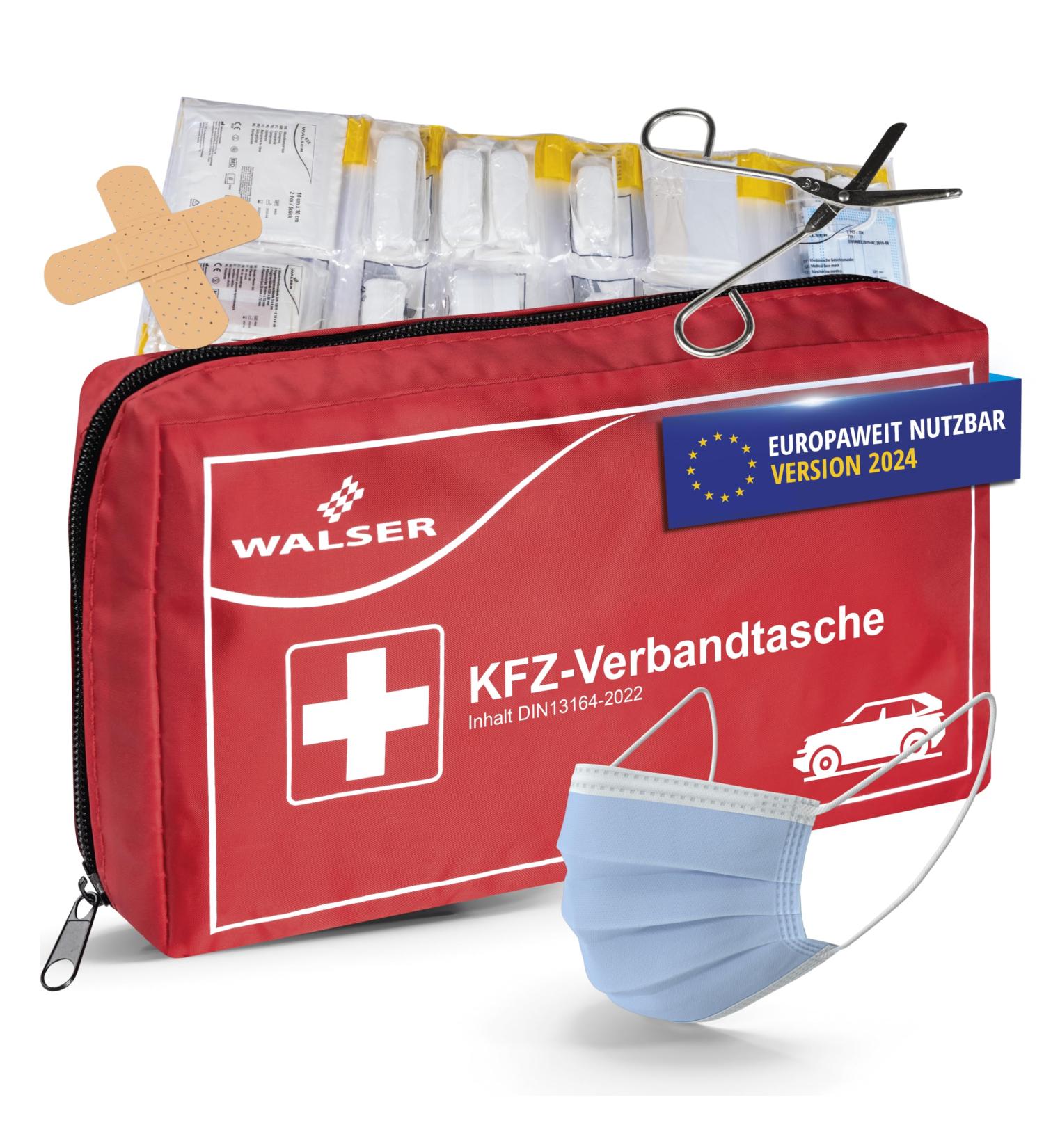 Walser 2024 First Aid Kit for Cars | Certified Car First Aid Box DIN 13164 - Essential Emergency Supplies - Buy Online on GoSupps.com