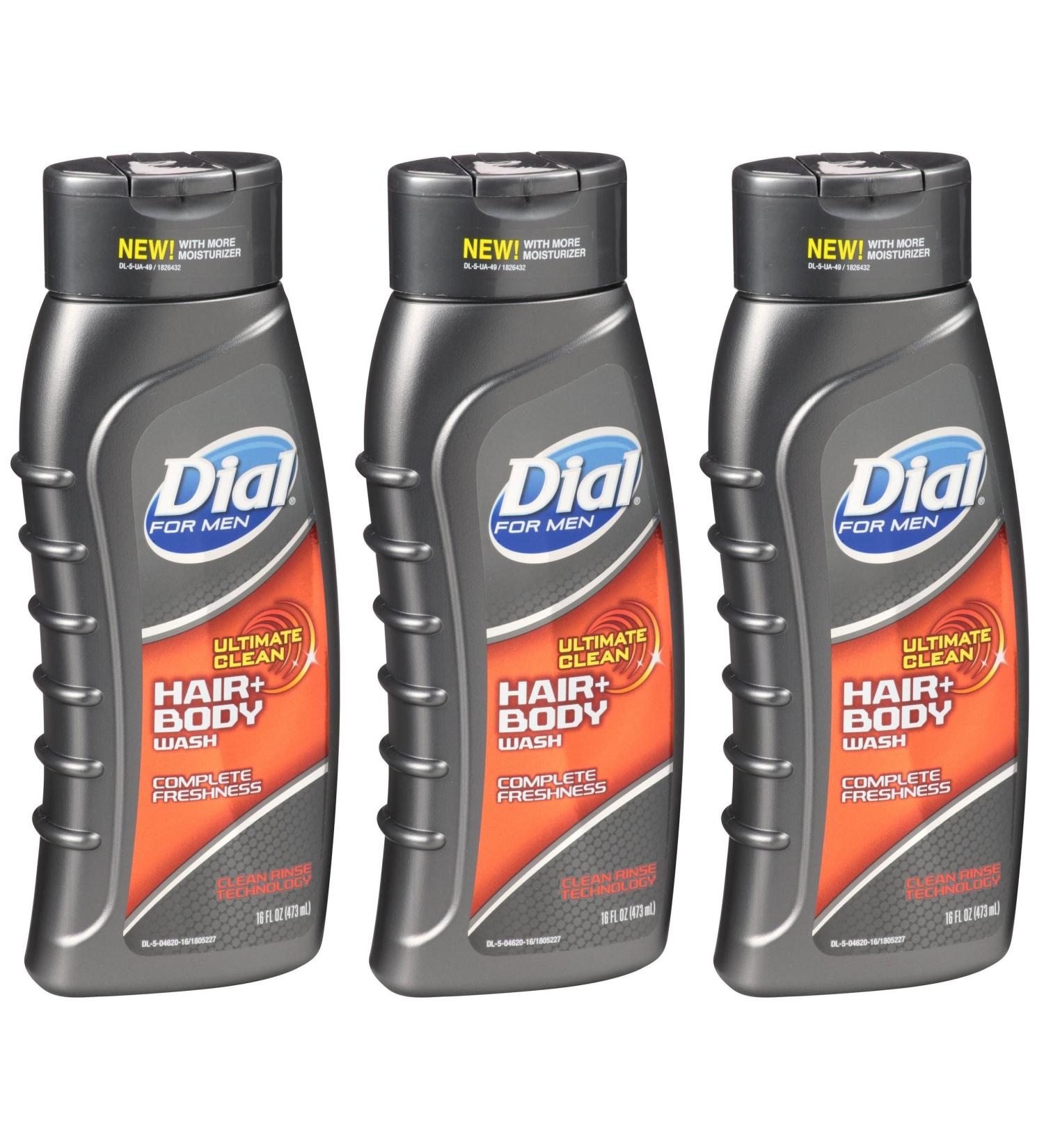 Dial Men Ultimate Clean Hair Body Wash 16 Ounce 3 Pack