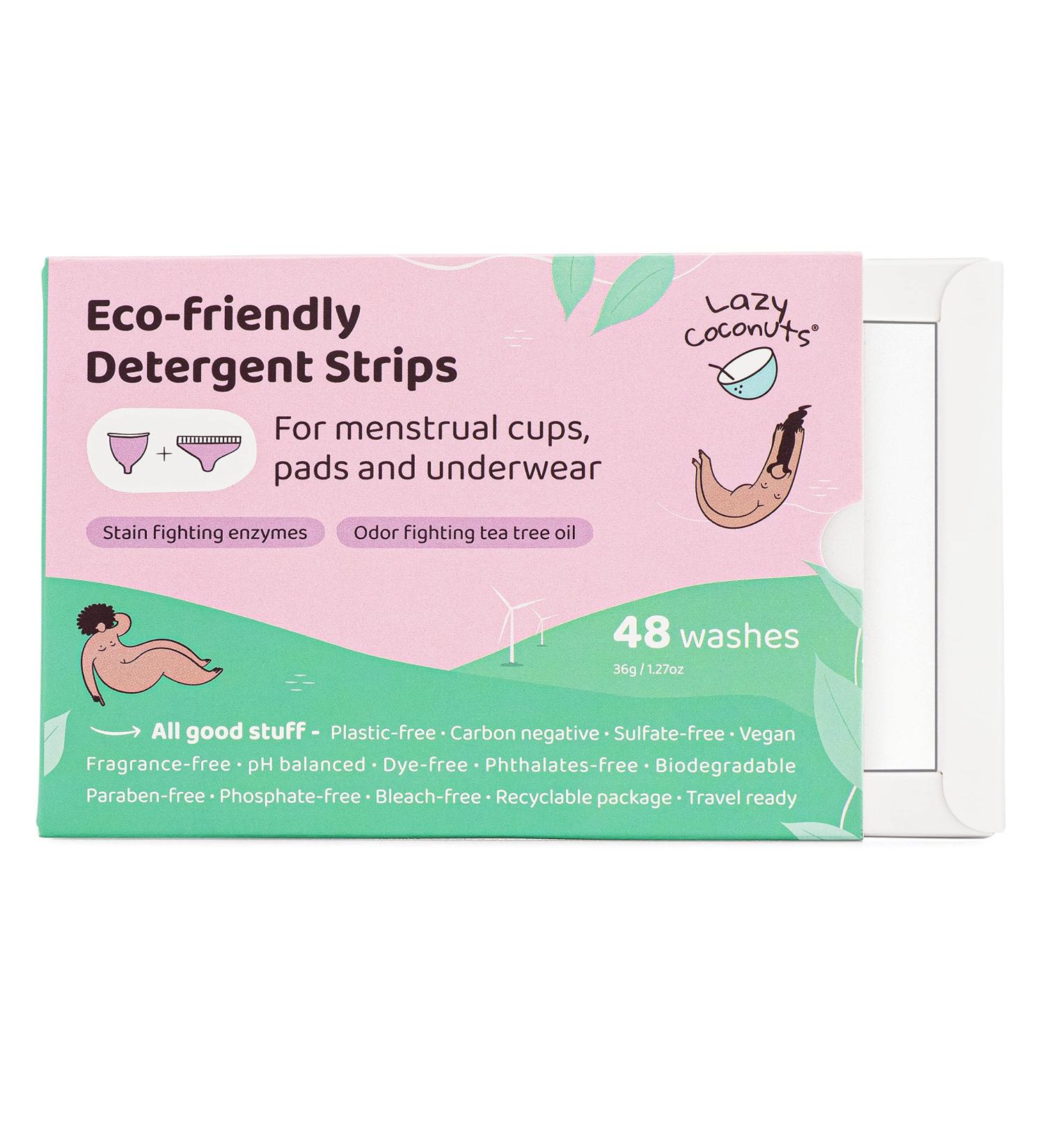Organic Menstrual Stain Fighting Detergent Strips | Unscented Menstrual Cup & Cloth Diaper Wash | Eco-Friendly Enzyme Blood Stain Remover - Buy Online on GoSupps.com