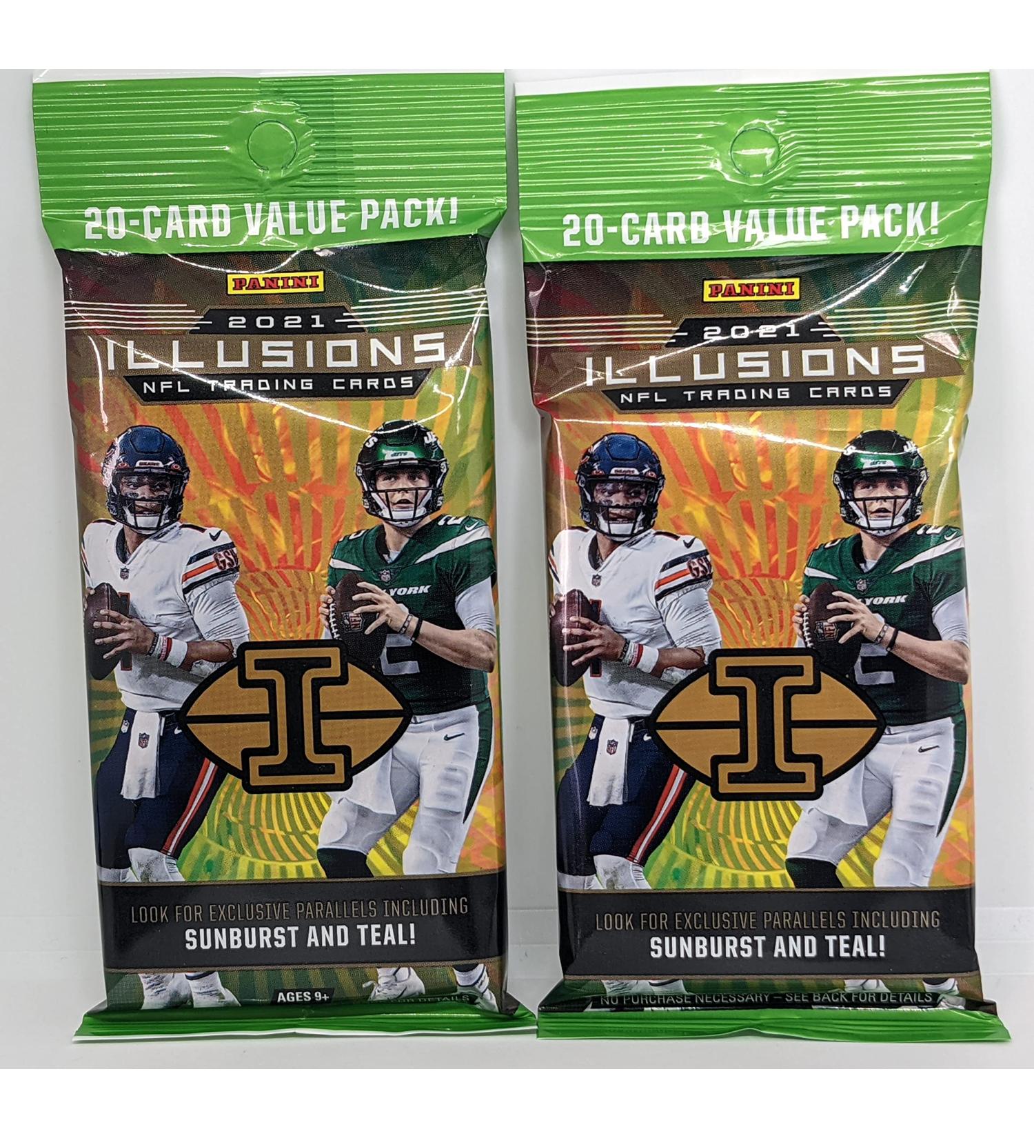 Pair 2021 Panini Illusions NFL Football Value Fat Packs (40 Cards Total)