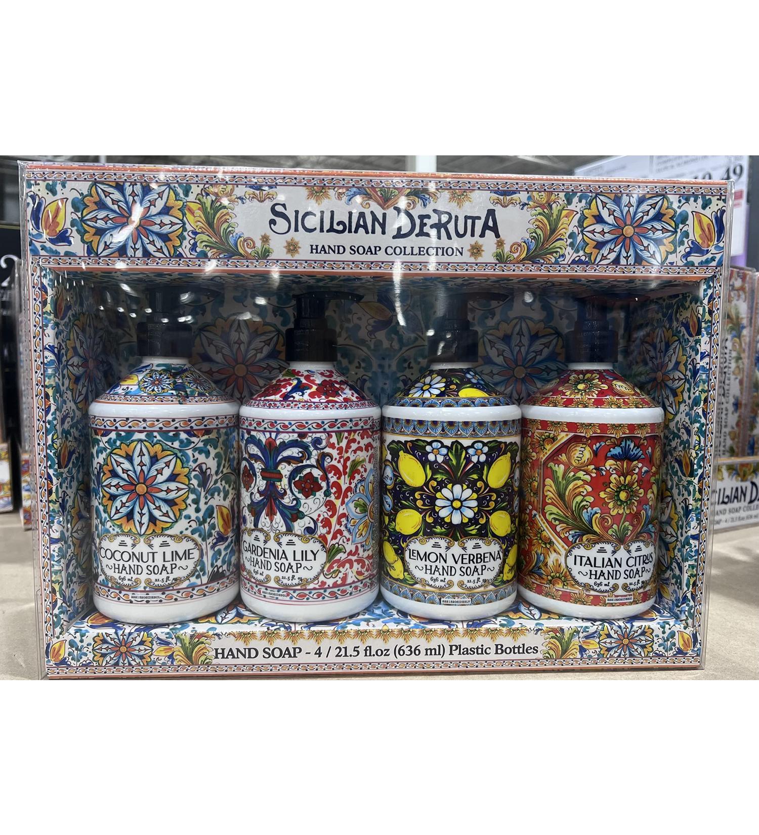 Sicilian Deruta Hand Soap Collection - 4 x 21.5 fl.oz Bottles - Italian Citrus, Lemon Verbena, Gardenia Lily, Coconut Lime - Buy Online on GoSupps.com