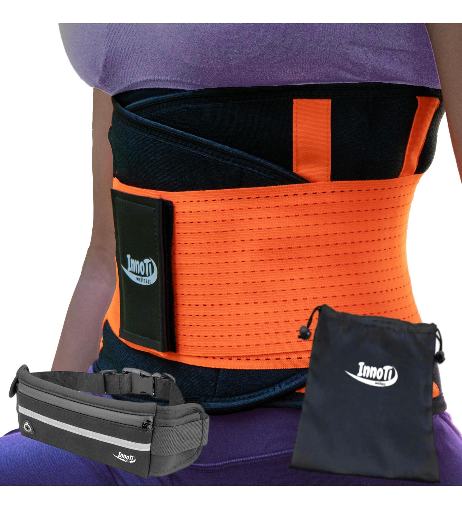 Innoti Back Band - Men's & Women's Lumbar Support Belt for Sports & Work | Adjustable Compression Orange L (83-97 cm) - Buy Online on GoSupps.com