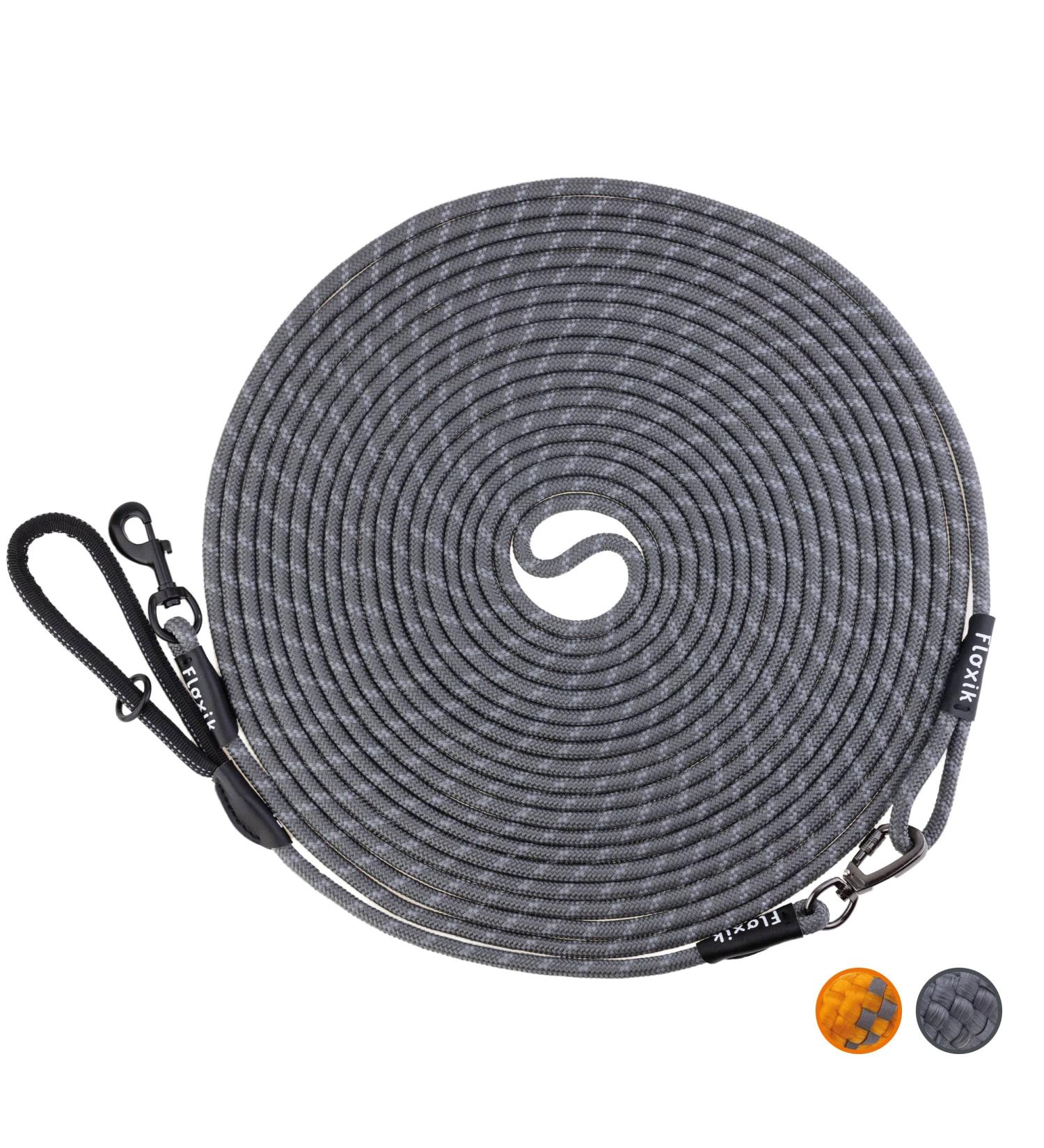 Buy Floxic Tow Lines for Dogs - 5m 10m 15m 20m Gray | Reflective Tether with Removable Hand Loop | Ideal for Puppy Training - International Shipping Available - Buy Online on GoSupps.com