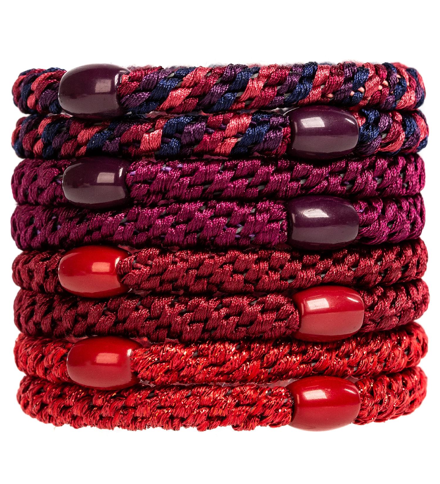 AXEN 8PCS Elastic Hair Ties - Soft Cotton Ponytail Holders for Thick & Curly Hair - Perfect for Women & Girls - Red Series - Buy Online on GoSupps.com