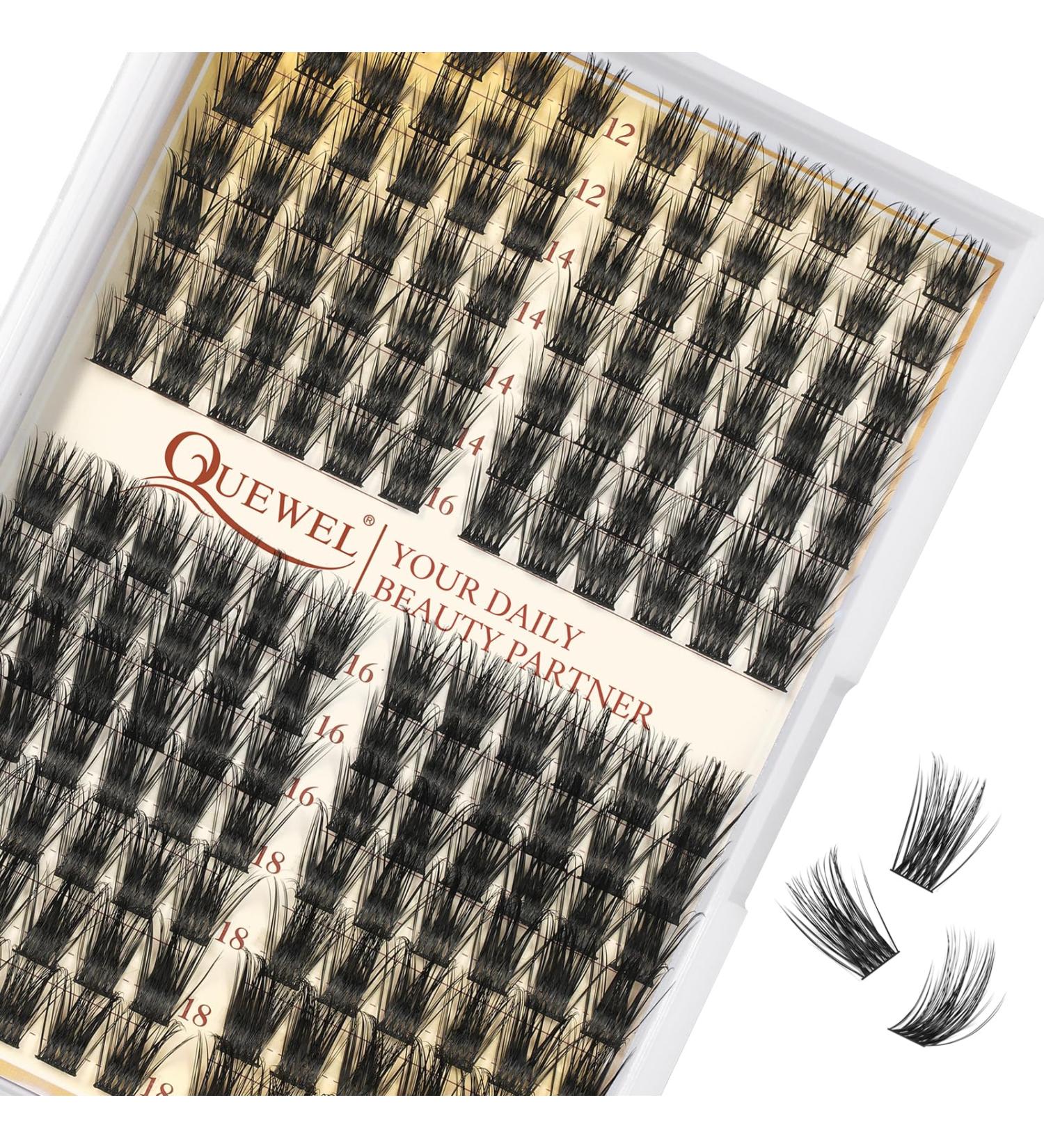 Cluster Lashes Quewel - 168 Piece C Curl Mix Eyelash Extensions (12-18mm) - Soft & Light Volume False Eyelashes for Home Use - Qu33-D-Mix - Buy Online on GoSupps.com