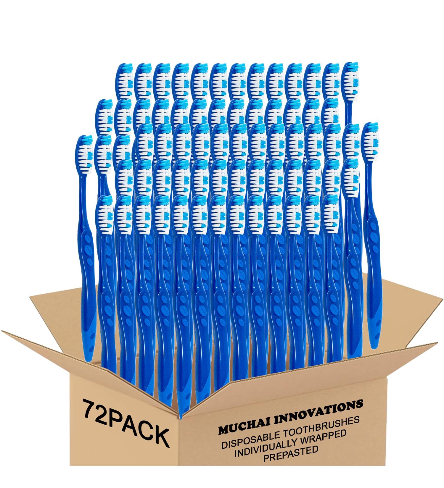 72 Pack Individually Wrapped Disposable Toothbrushes | Soft Bristle Hygienic & Economical | Ideal for Travel, Camping, Office, School & Airbnb | Regular Size Head - Buy Online on GoSupps.com