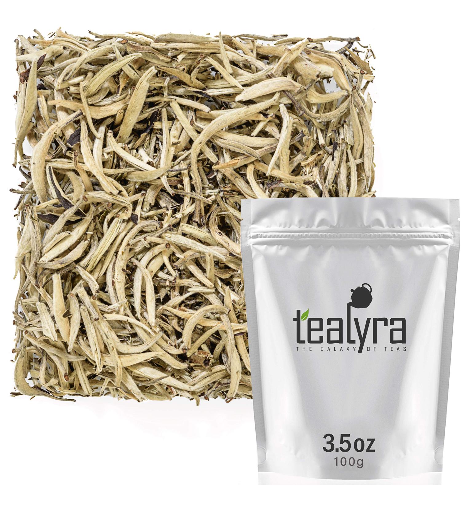 Tealyra Imperial Yunnan Silver Needle White Tea - 100g Organic Loose Leaf - Low Caffeine - 3.5oz Pack - Buy Online on GoSupps.com