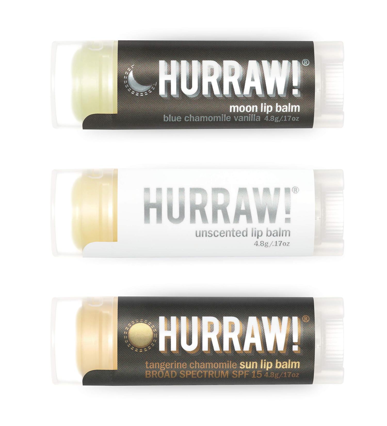 Hurraw! Moon Night Treatment Unscented Lip Balms 3 Pack Bundle SPF15 - Organic Vegan Gluten Free - Made in USA - Buy Online on GoSupps.com
