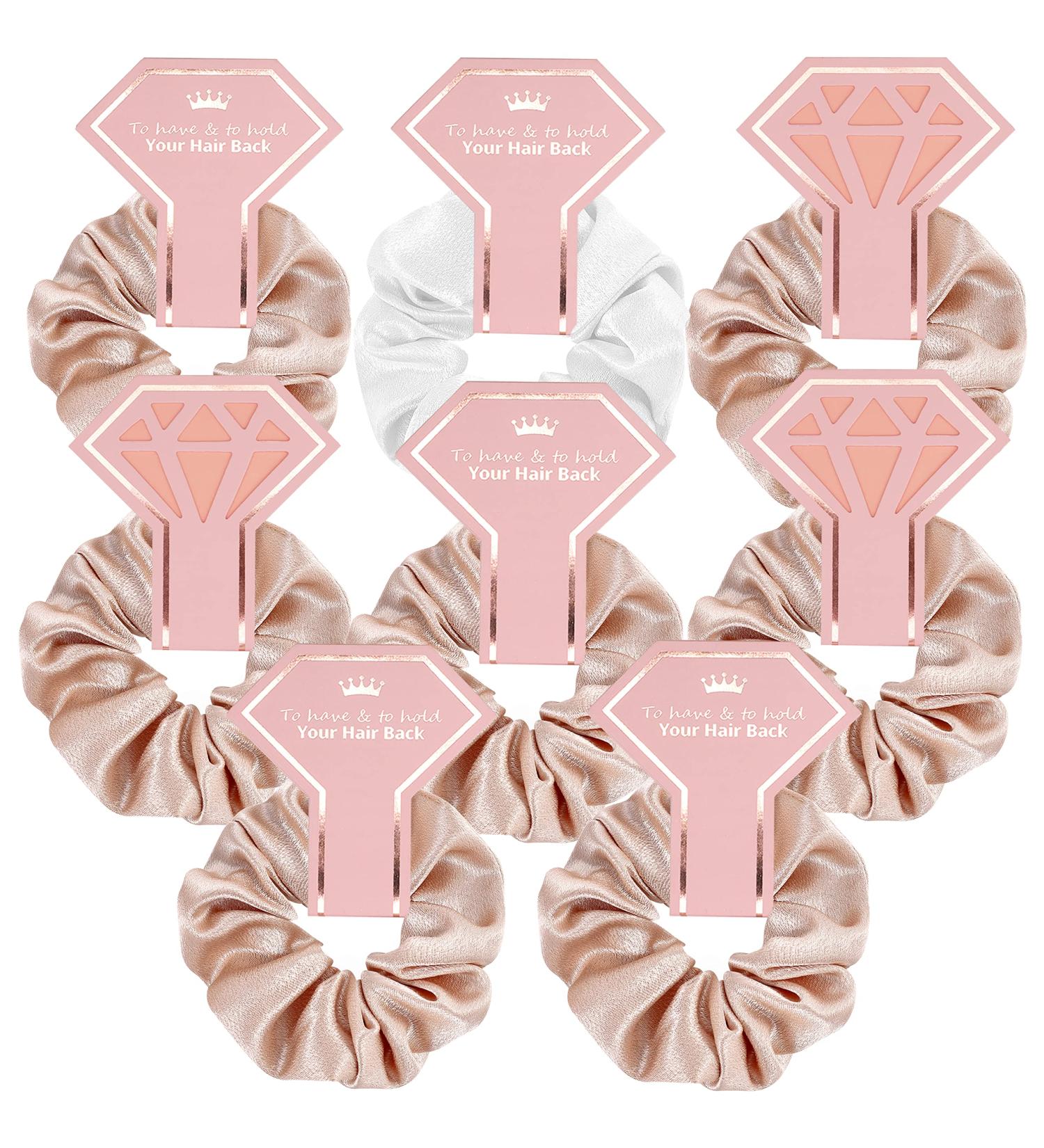 8 Pack Bridesmaid Proposal Hair Ties - Bachelorette Party Favors in White & Champagne - Buy Online on GoSupps.com