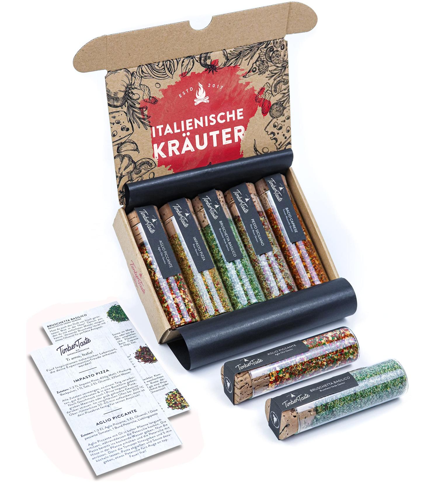 Timber Taste Italian Spices Gift Set | Perfect Father's Day Gift for Pasta & Pizza Lovers - Premium Italian Herbs & Seasoning - Buy Online on GoSupps.com