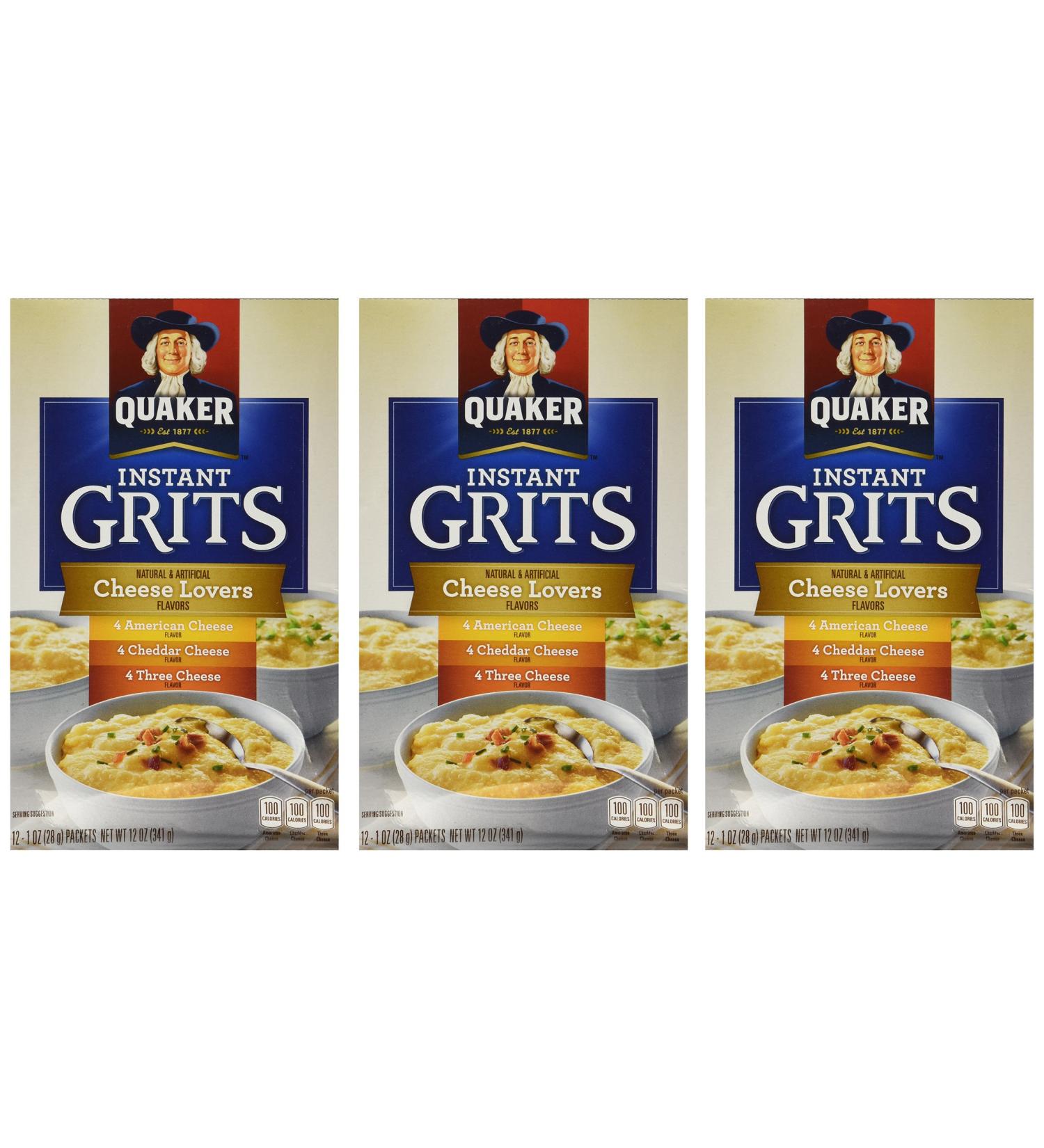 Quaker Instant Grits Variety Pack Cheese Lover's 12oz Box - Pack of 3 - Buy Online on GoSupps.com