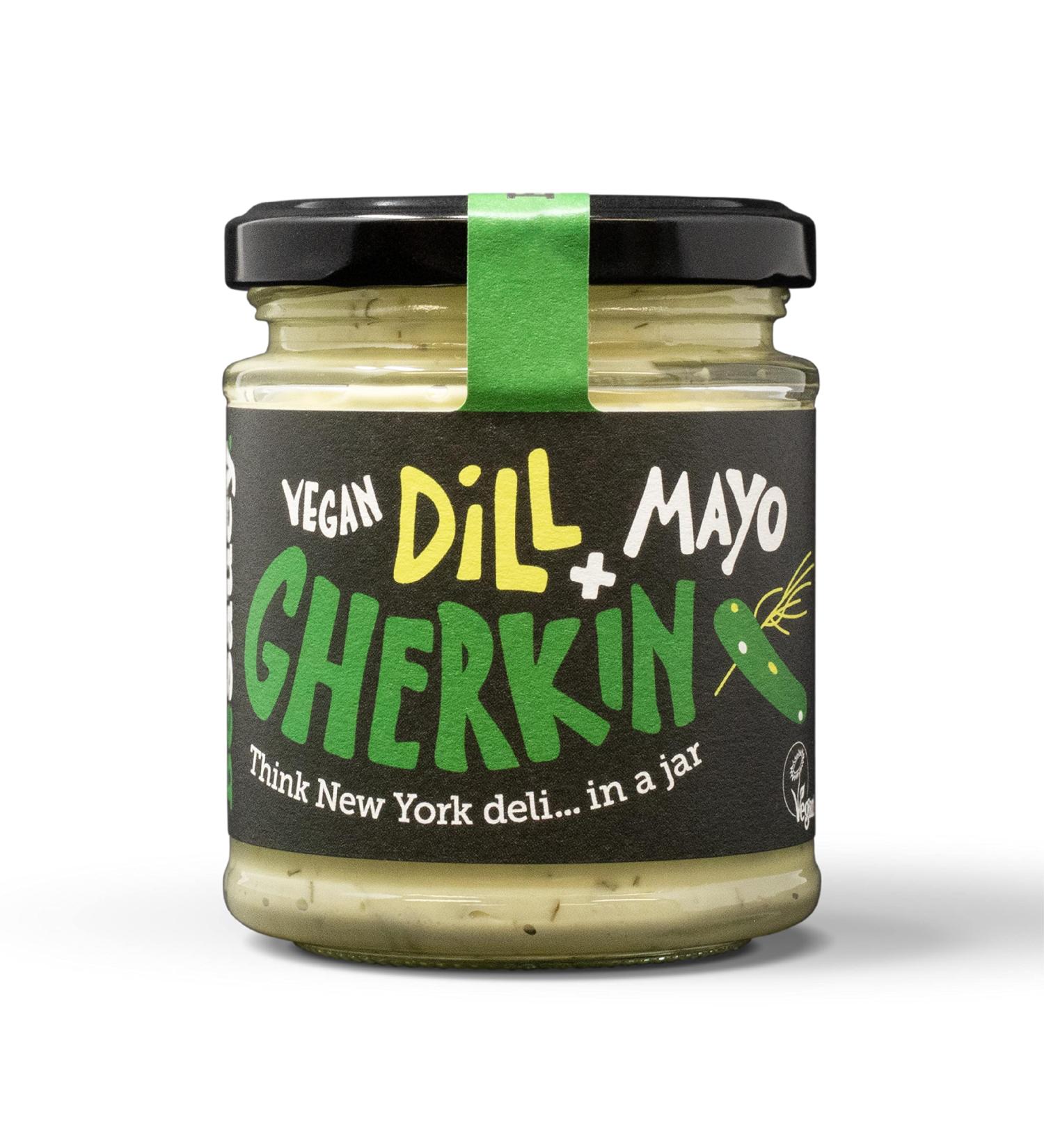 BeSaucy Dill & Gherkin Mayonnaise 180g Glass Jar - Vegan Friendly Spread, Dip, Mash Stir-in - UK Made - Buy Online on GoSupps.com