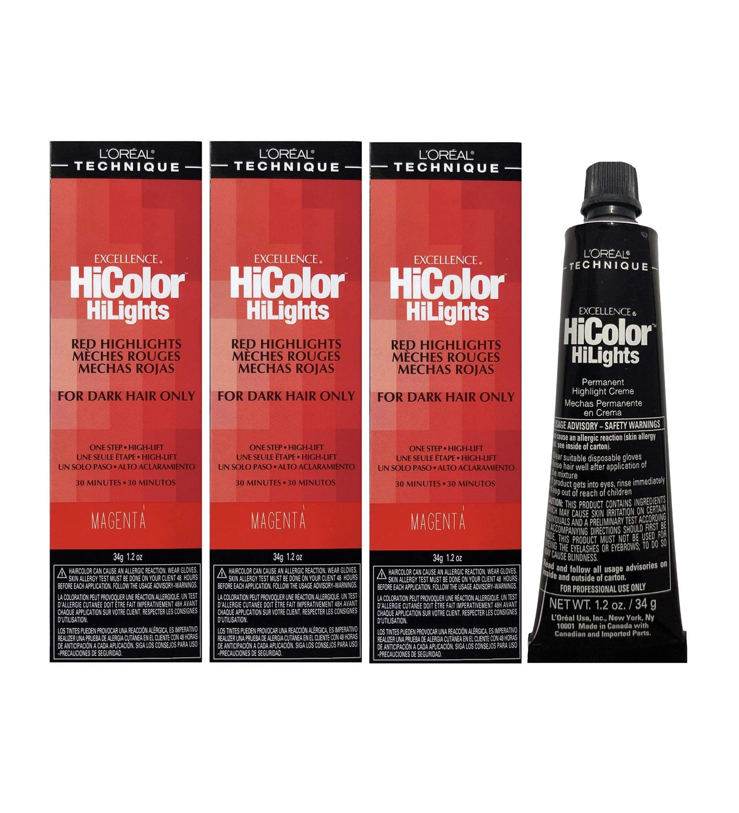 Loreal Excellence Hicolor Hilights Magenta 1.2 Ounce (Pack of 3) Magenta 34 g (Pack of 3)