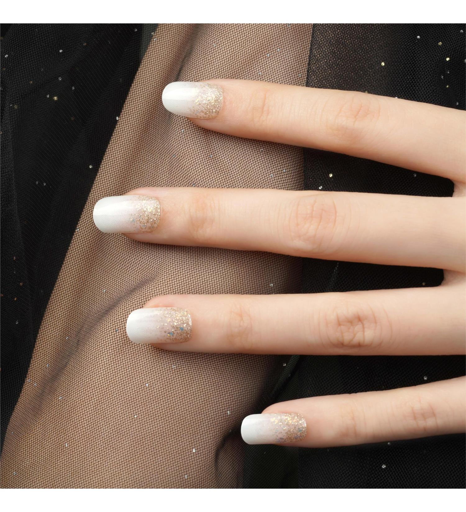 Danni & Toni Semi Cured Nail Wraps (Shine Bright) - 28 Stickers with Fine Gold Sparkles - Self-Adhesive Gel Nail Stickers - Buy Online on GoSupps.com