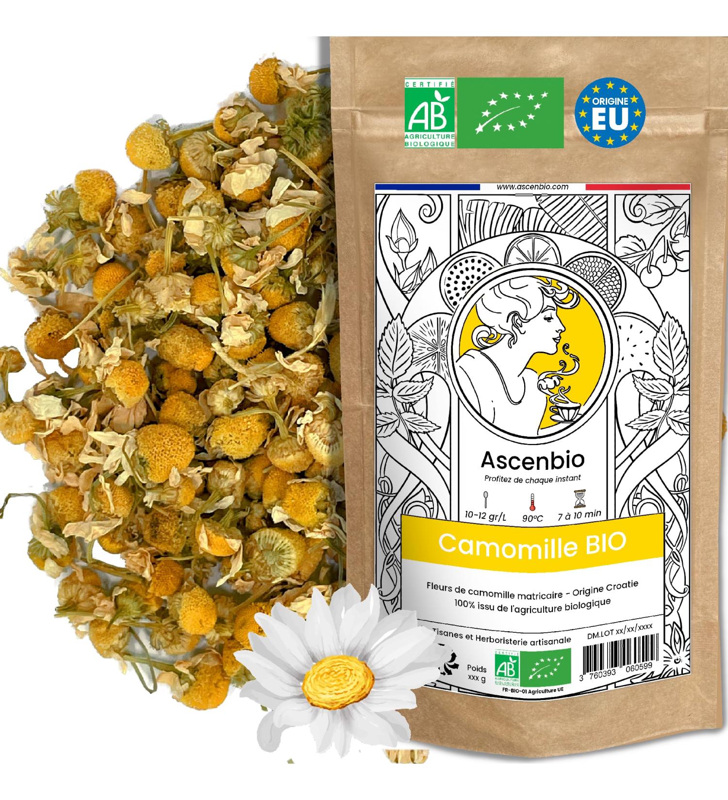  Ascenbio Ascenbio 100% Pure Organic Dried Whole Chamomile Flowers Evening Relaxation and Sleep Herbal Tea 150g Loose Leaf Prepared and - Buy Online on GoSupps.com