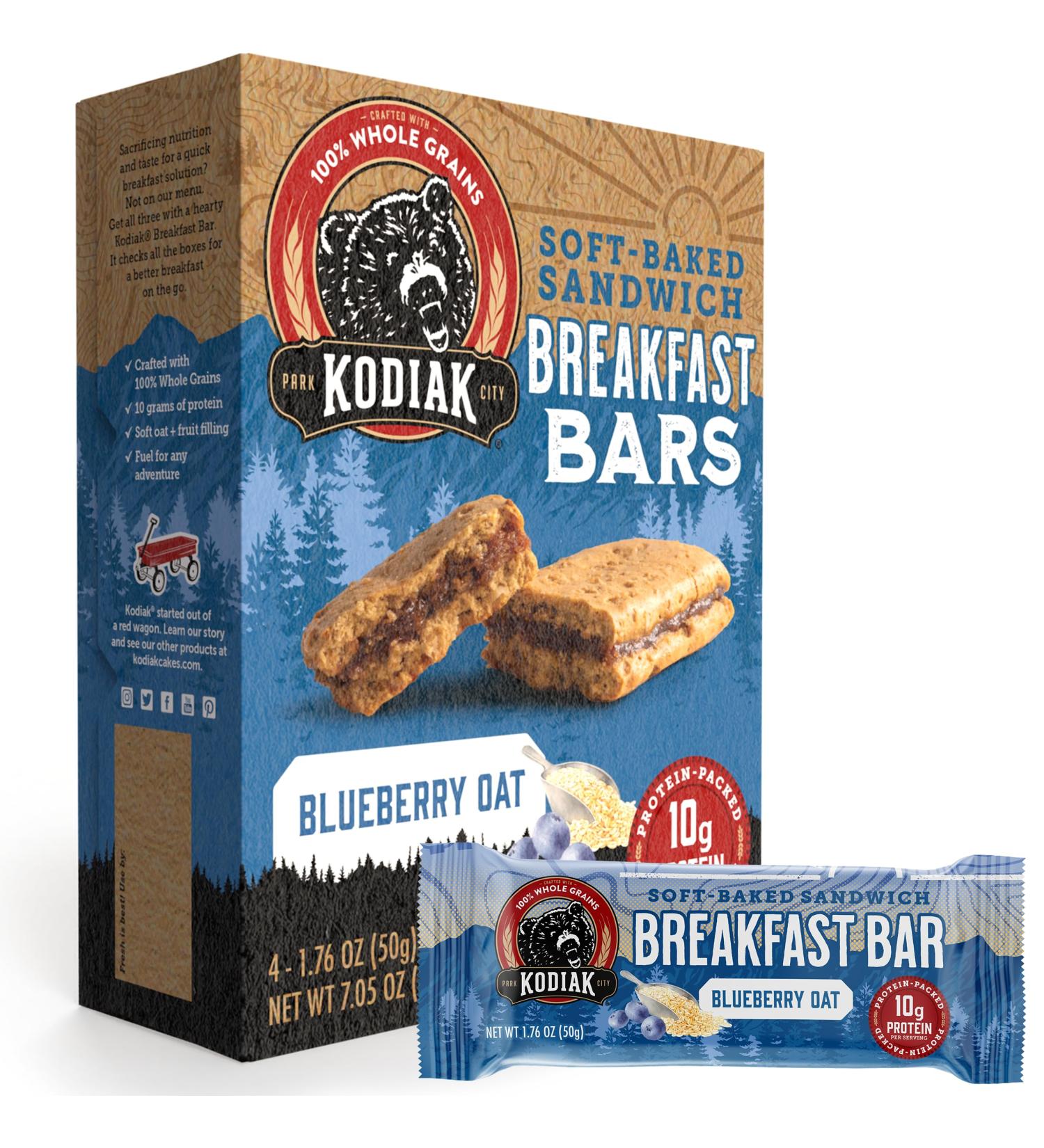 Kodiak Cakes Soft Baked Sandwich Breakfast Bars - Blueberry Oat High Protein 100% Whole Grains 48 Bars (12 Boxes) - Healthy Snack for Breakfast - Buy Online on GoSupps.com