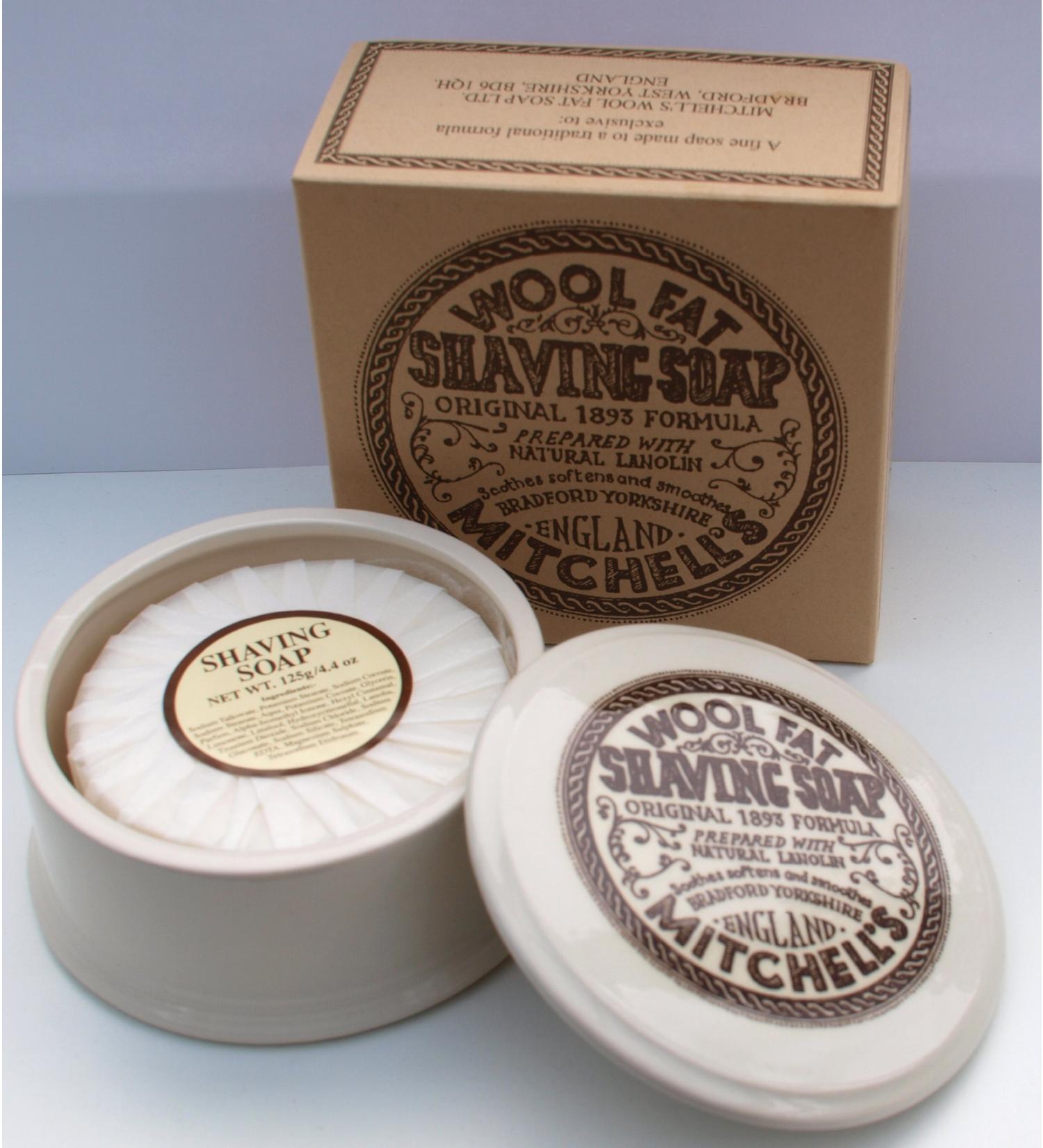 Mitchell's Wool Fat Shaving Soap in Dish - Premium Quality Shave Soap - Buy Online on GoSupps.com