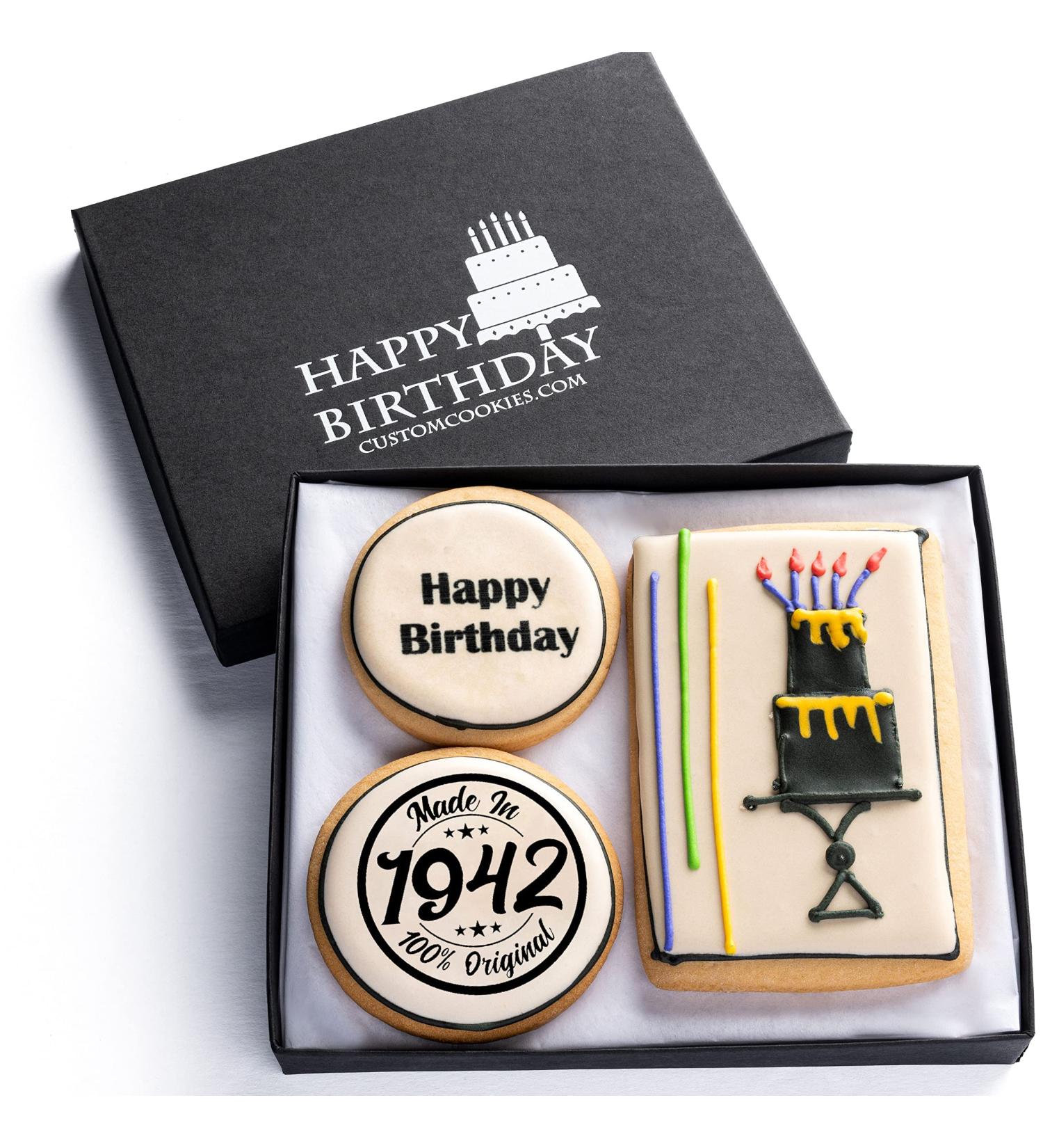 80th Birthday Cookies Gift Basket - Gourmet Cookie Box for Turning 80 - Kosher B-Day Care Package for Women & Men - Buy Online on GoSupps.com