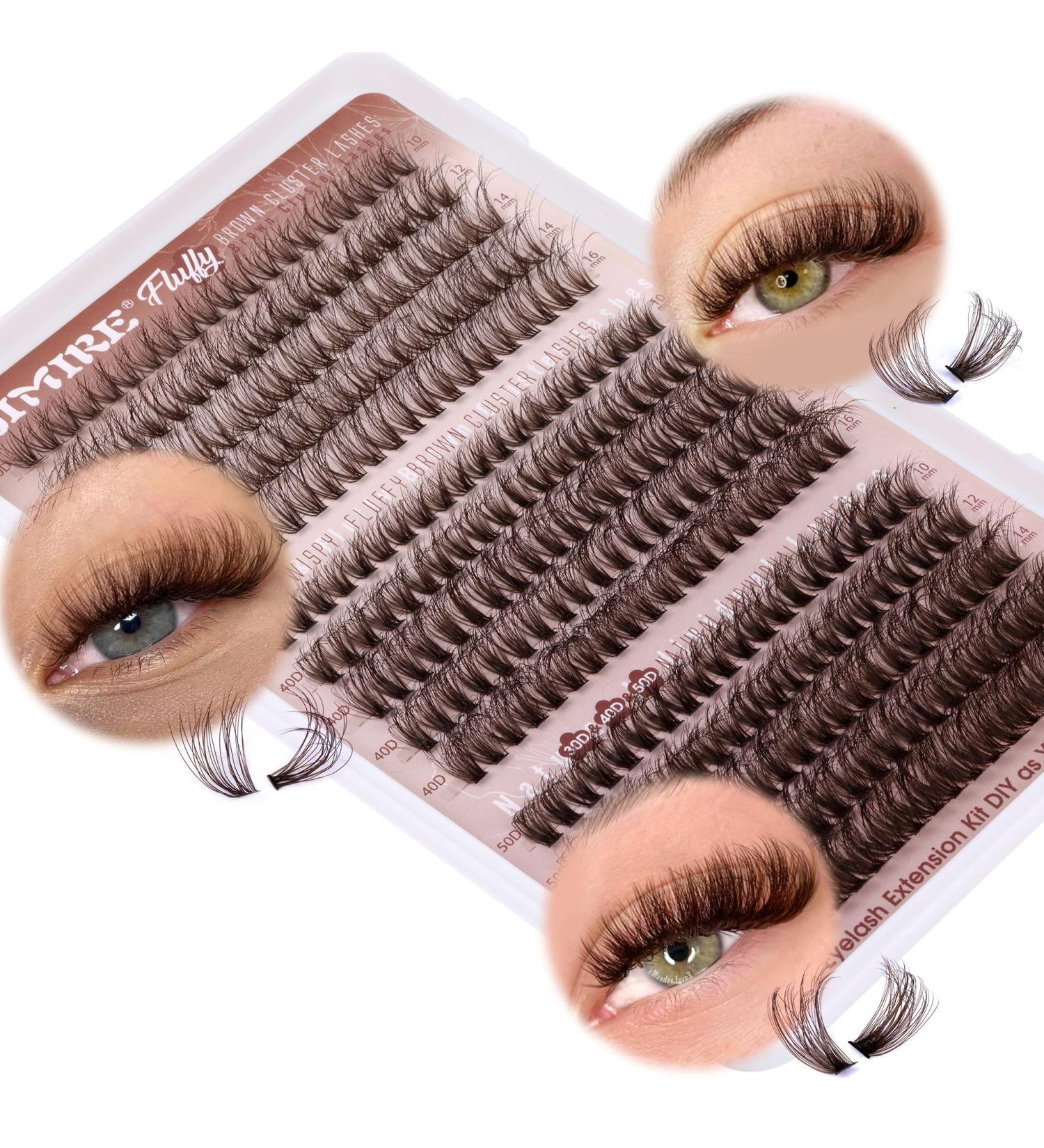 JIMIRE 300Pcs Brown Lash Clusters - Fluffy Wispy Eyelash Extensions D Curl 30D/40D/50D - DIY False Eyelashes Pack - Buy Online on GoSupps.com