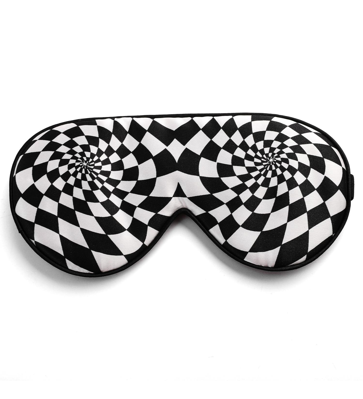 Townssilk 100% Silk Sleep Mask with Adjustable Strap - Ultimate Sleeping Aid | Dizzying Squares-Black - Buy Online on GoSupps.com