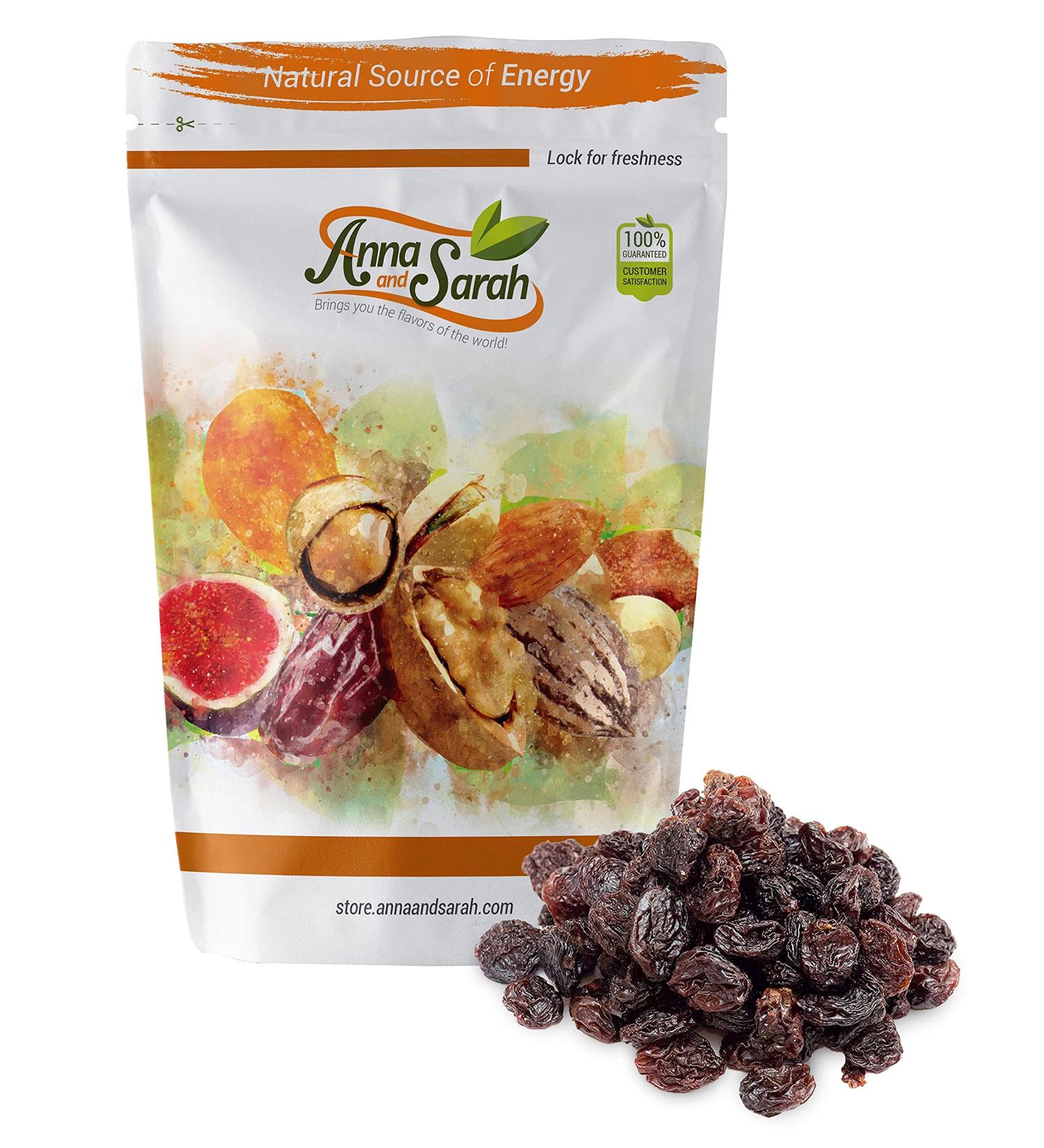 Anna and Sarah Natural Black Jumbo Raisins - 2 lbs - Premium Quality Dried Fruit - Buy Online on GoSupps.com