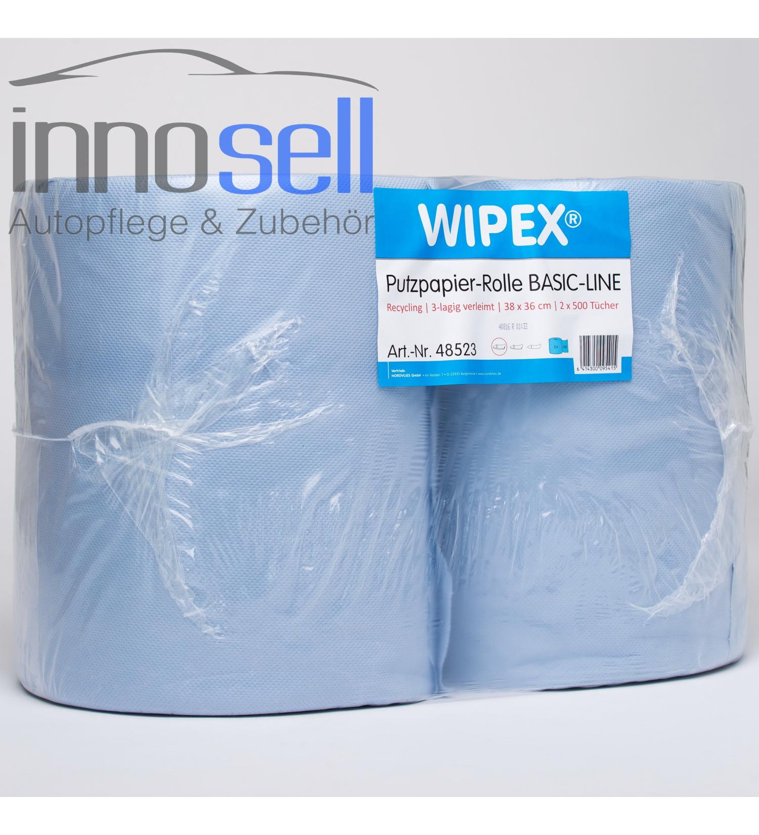Wipex 48523 Cleaning paper blue 3-ply low-lint 38x36 2 rolls