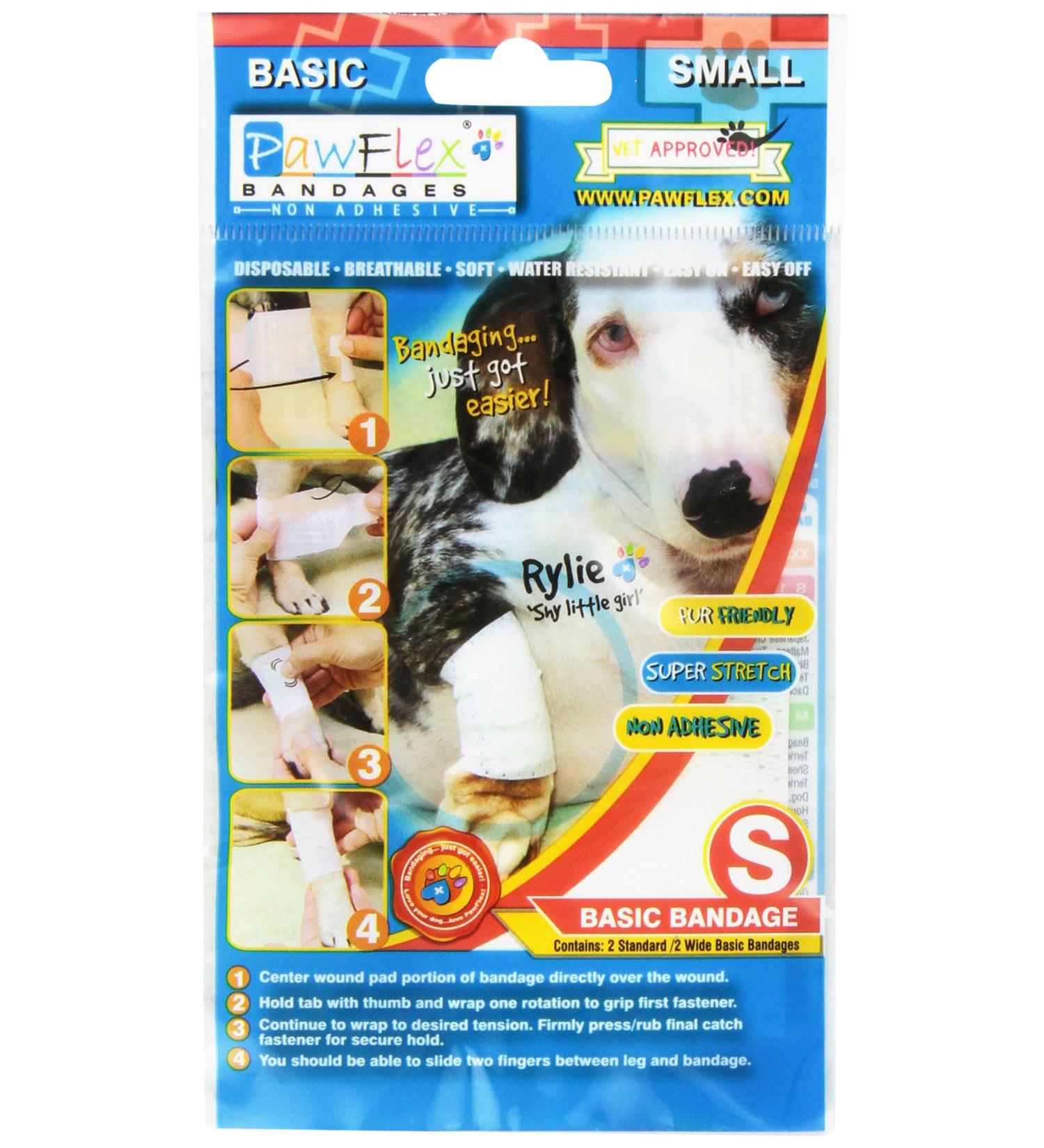 Pawflex Non-Adhesive Disposable Washable Reusable Pet Bandages - Small White (2 Standard, 2 Wide) - Buy Online on GoSupps.com