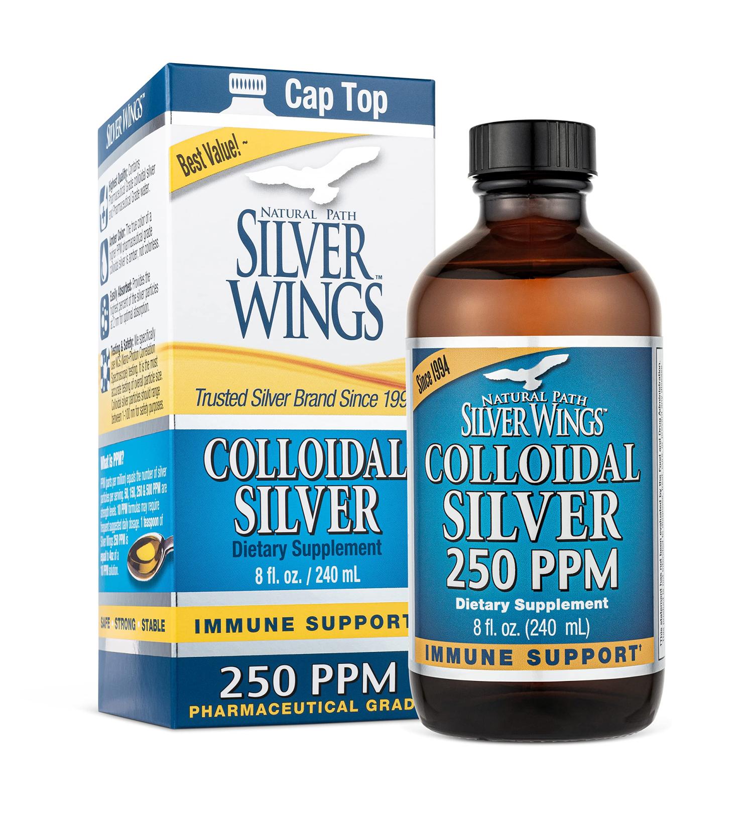 Natural Path Silver Wings Colloidal Silver 250ppm 8 Fl. Oz. - Immune Support Supplement - Buy Online on GoSupps.com