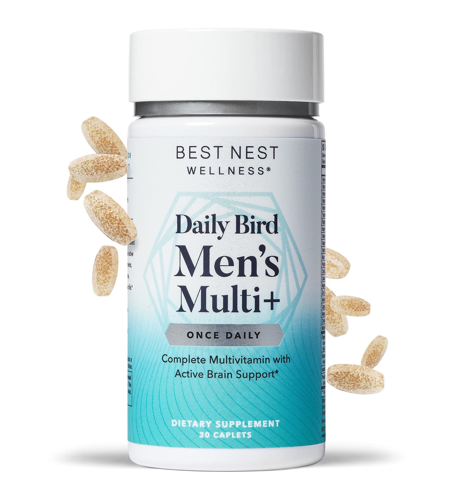 Daily Bird Men's Multivitamin with Probiotics & Methylfolate B12 Organic Blend | 30 Ct | Includes Smart Brain Guide - Buy Online on GoSupps.com