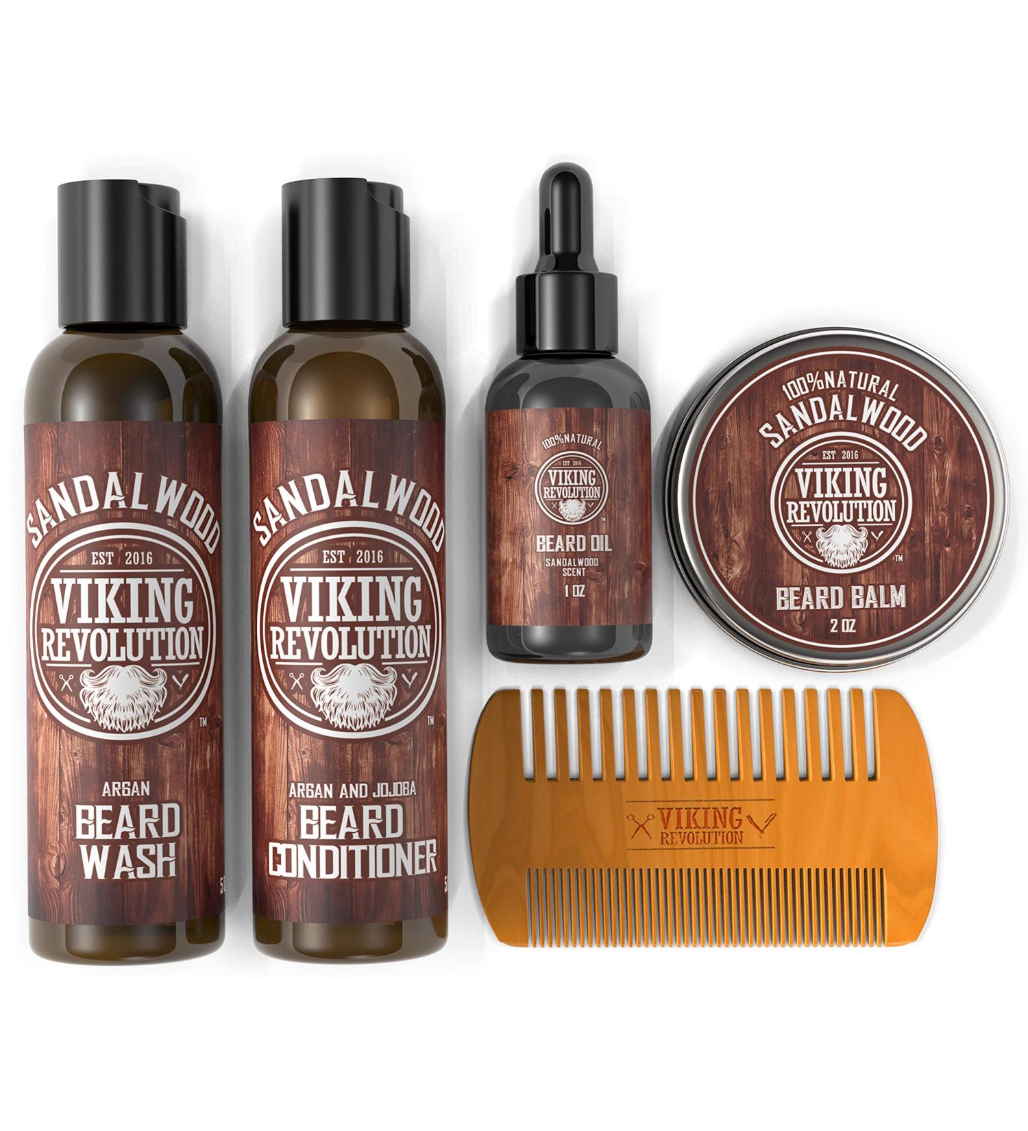Ultimate Beard Care Conditioner Kit - Beard Grooming Set for Men with Wash, Oil, Balm, Comb - Sandalwood Scent - Buy Online on GoSupps.com