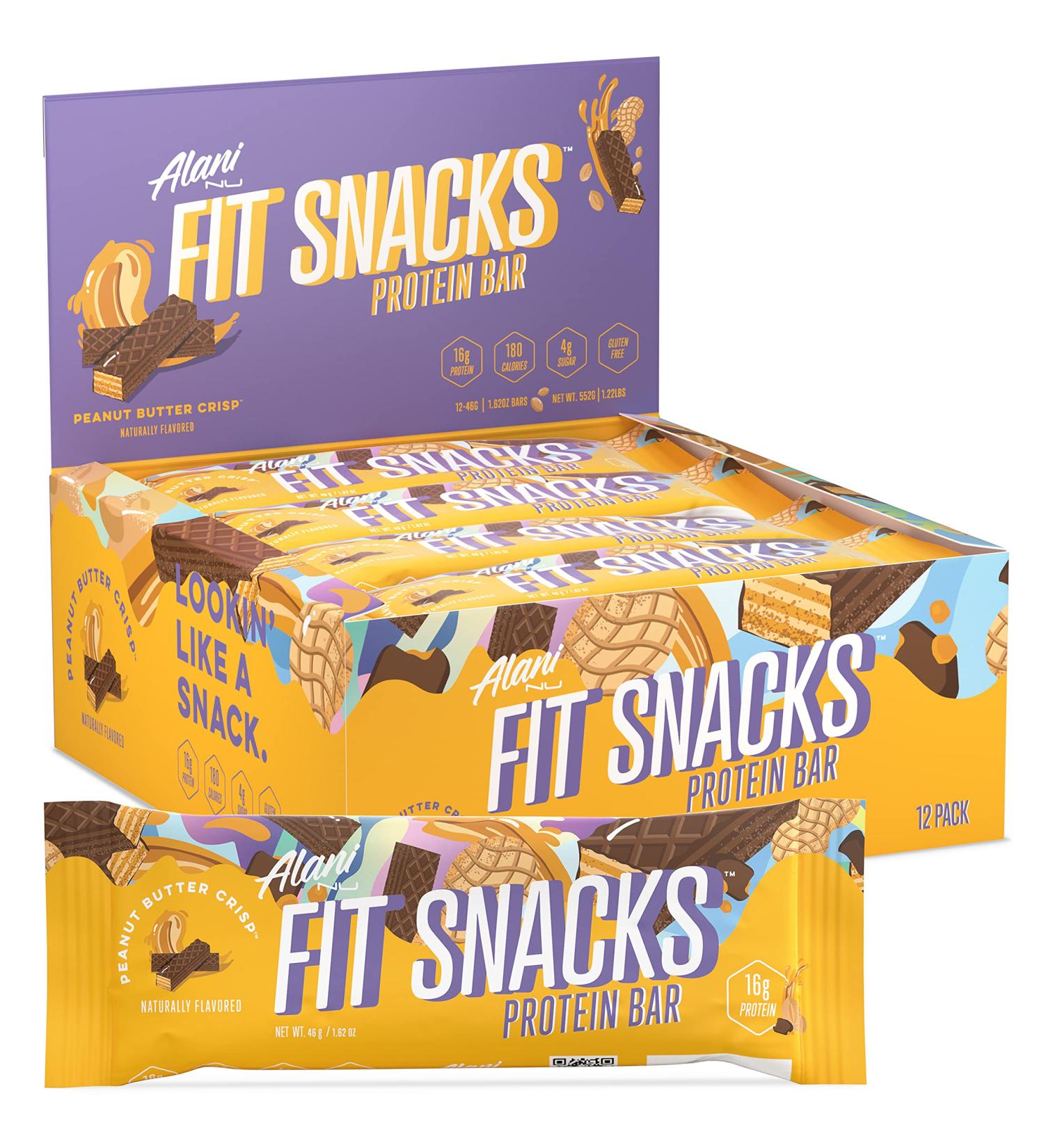 Alani Nu Fit Snack Protein Bar  Gluten-Free Bars  16g Protein  Low-Sugar  Low-Carb  Gluten-Free  Peanut Butter  12 Servings - Buy Online on GoSupps.com